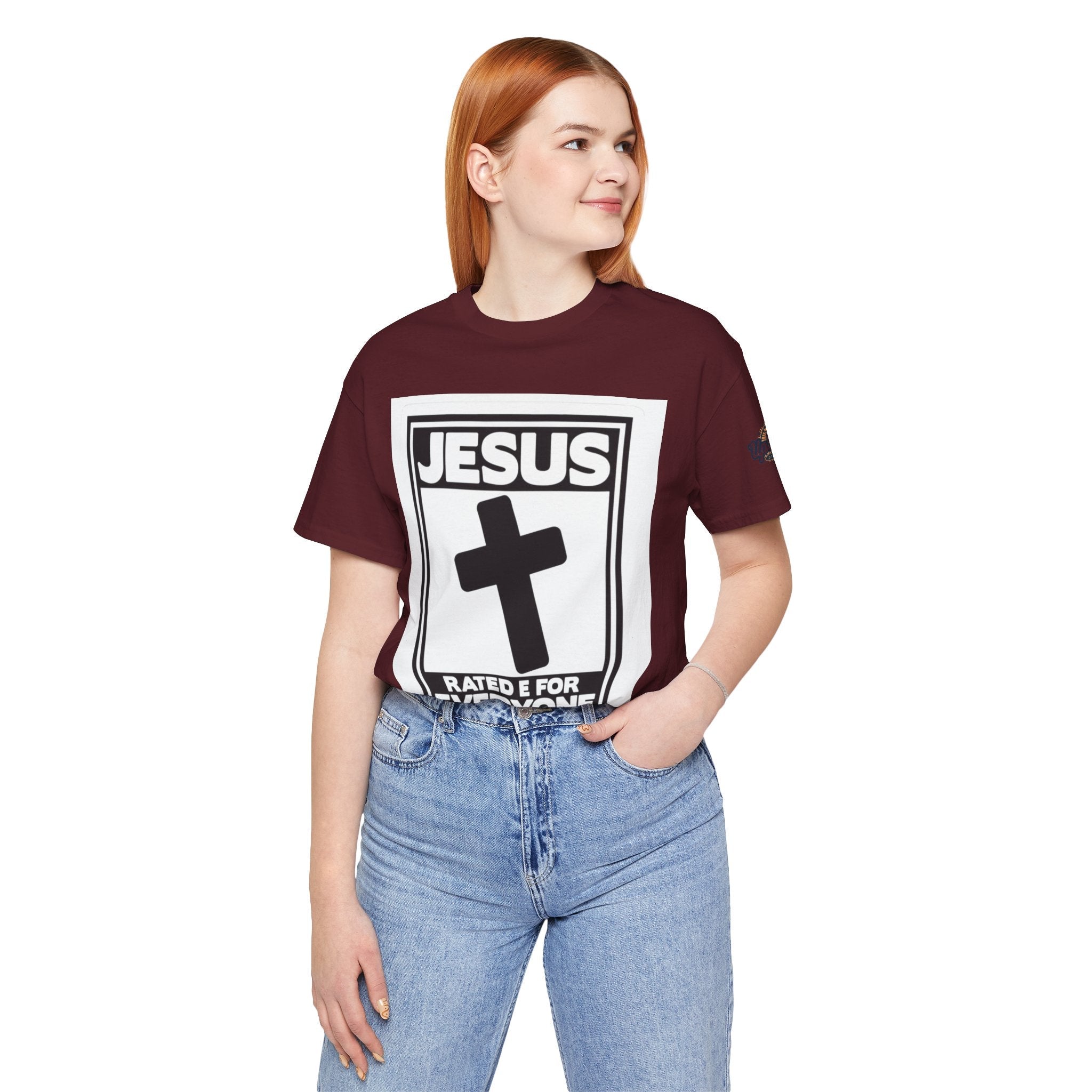 Jesus, Rated E for Everyone T-shirt - Gamer Faith T-shirt - Christian Video Game Parody Printify