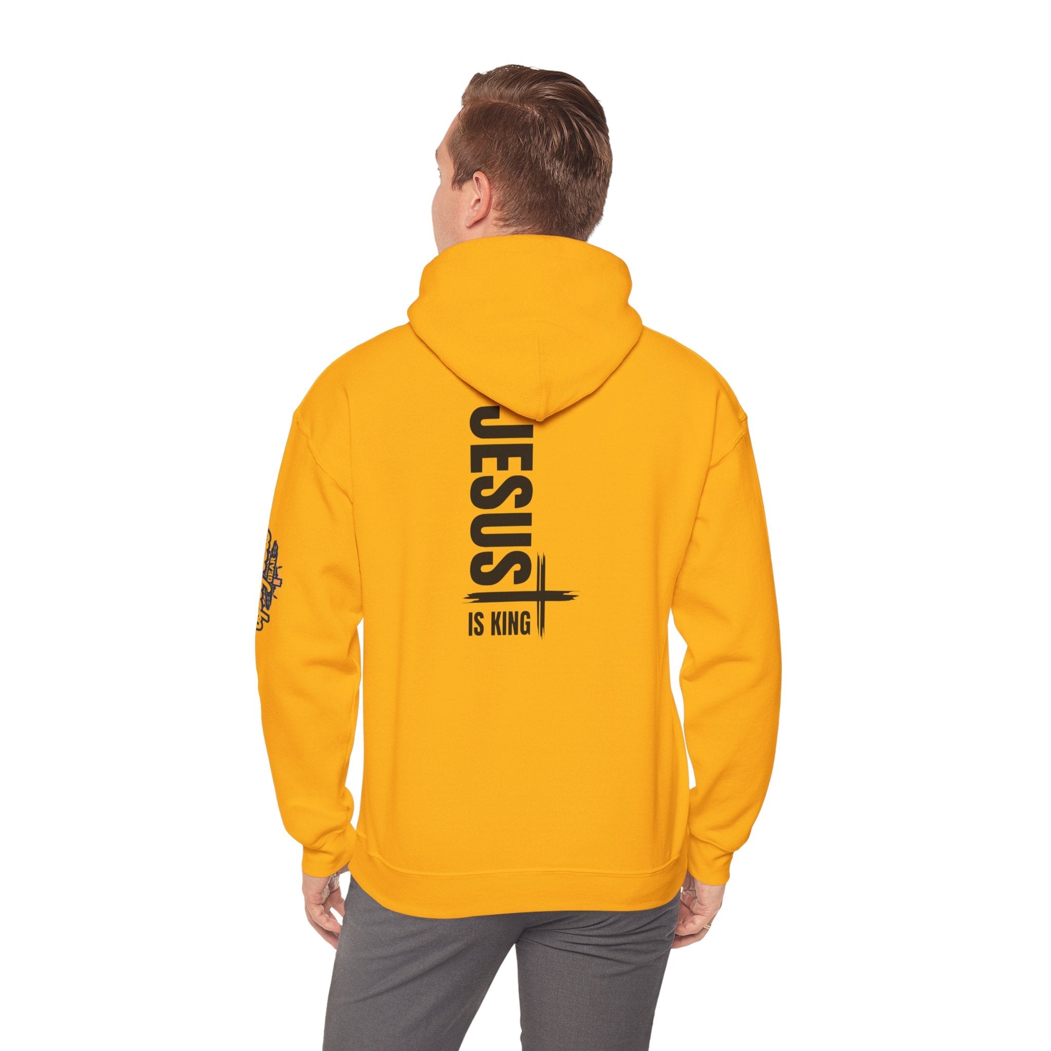 Jesus Is King Hoodie | Modern Typographic Cross Christian Hoodie Printify