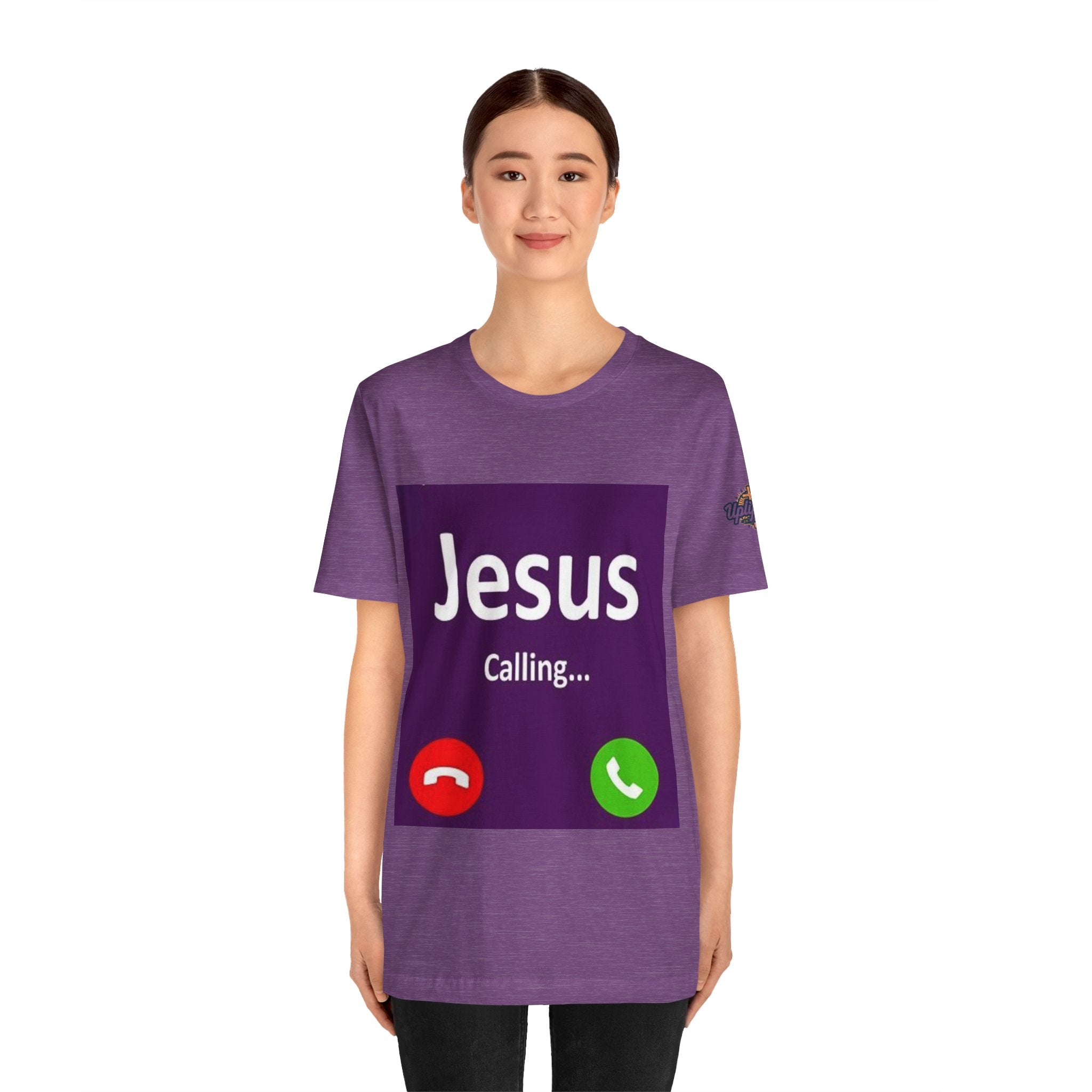 Jesus Calling T-shirt – Funny Cell Phone Screen Christian T-shirt for Divine Connection & Faith Humor Printify