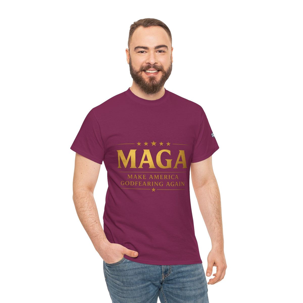 MAGA Gold Letter T-Shirt — "Make America Great Again" Printify