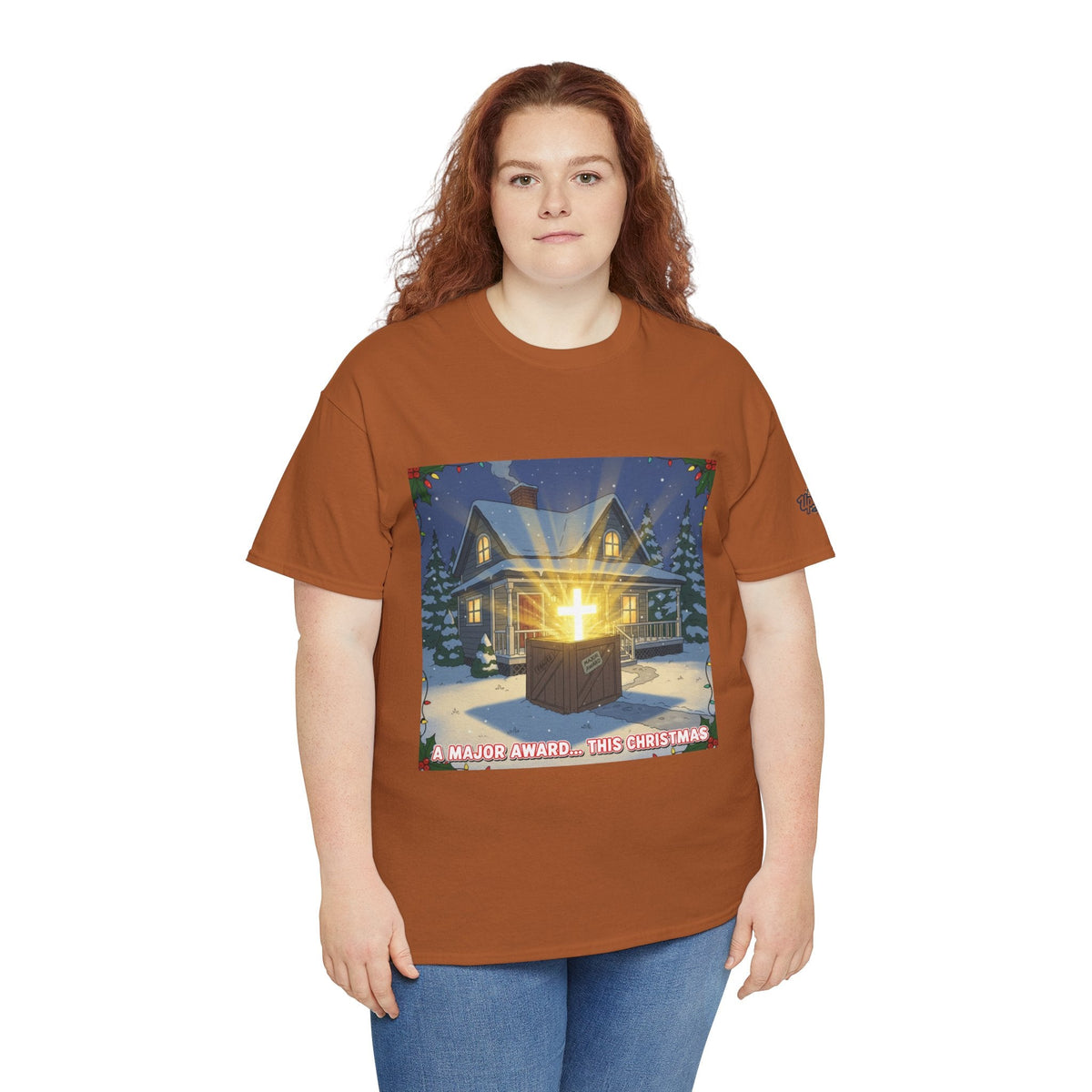A Major Award This Christmas T-shirt – Fragile Leg Lamp Parody Cross Unboxing Christian T-shirt for Hilarious Faith & Holiday Glow Printify