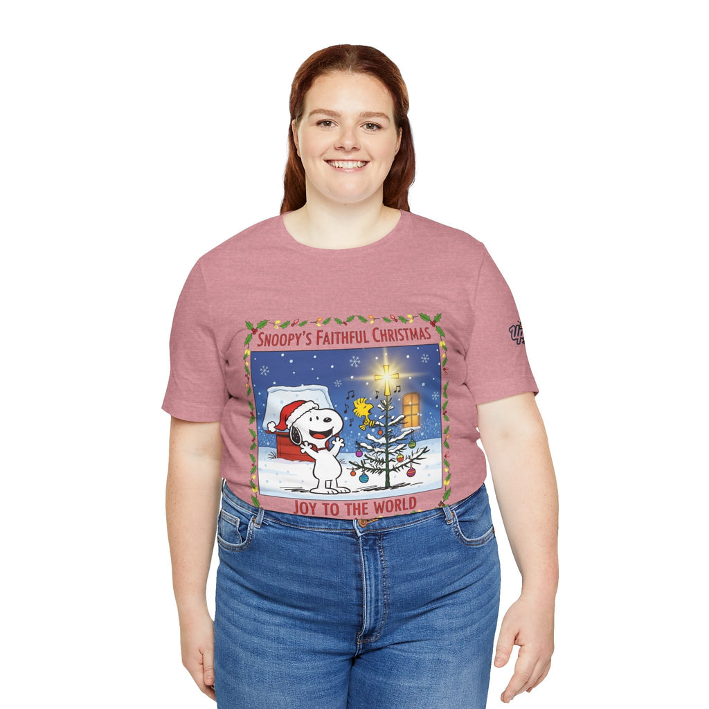 🎄 Faithful Christmas Friends – Christian Holiday T-Shirt | Festive Tree & Cartoon Duo | Heartwarming Christmas Tee by Uplifted Gear Printify