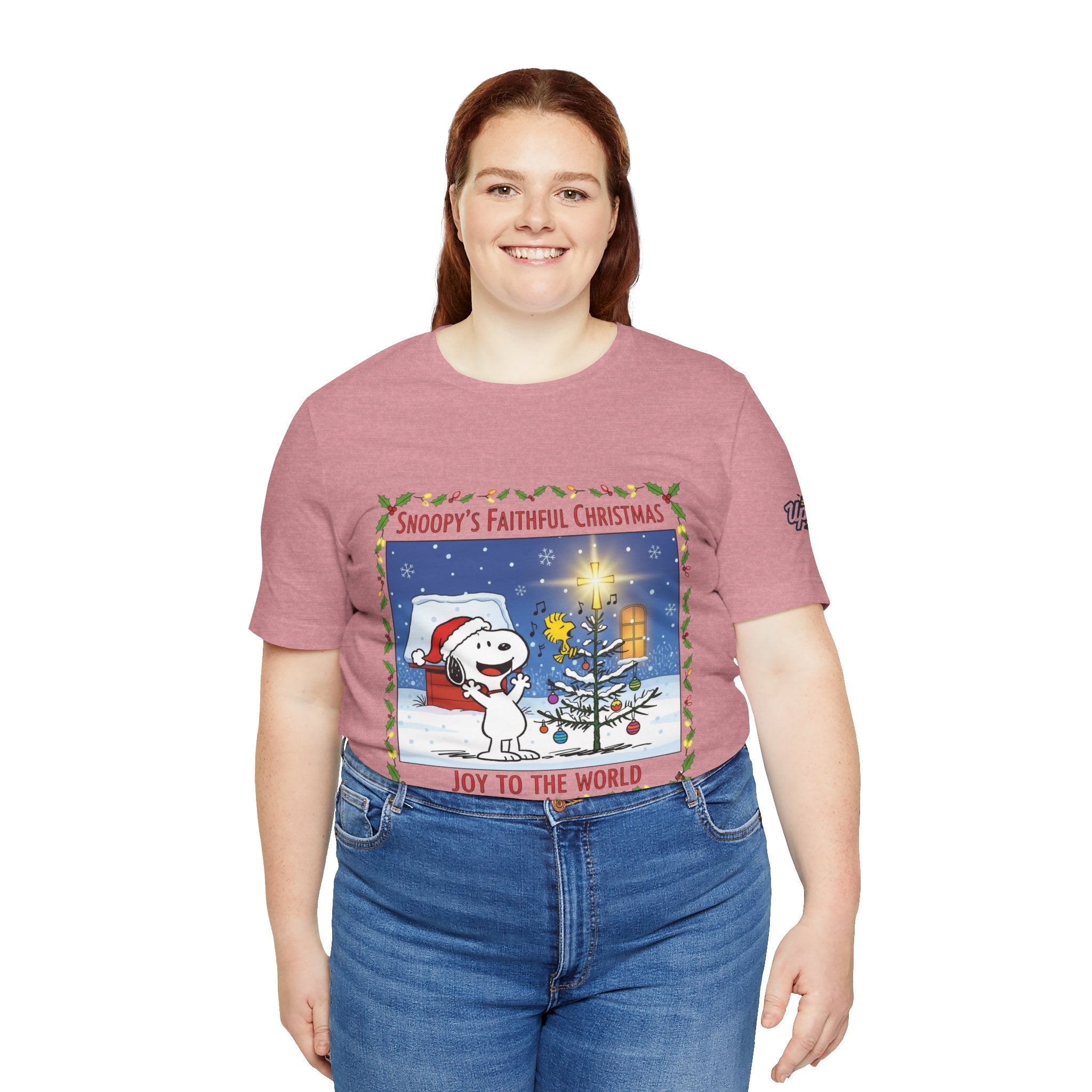 🎄 Faithful Christmas Friends – Christian Holiday T-Shirt | Festive Tree & Cartoon Duo | Heartwarming Christmas Tee by Uplifted Gear Printify