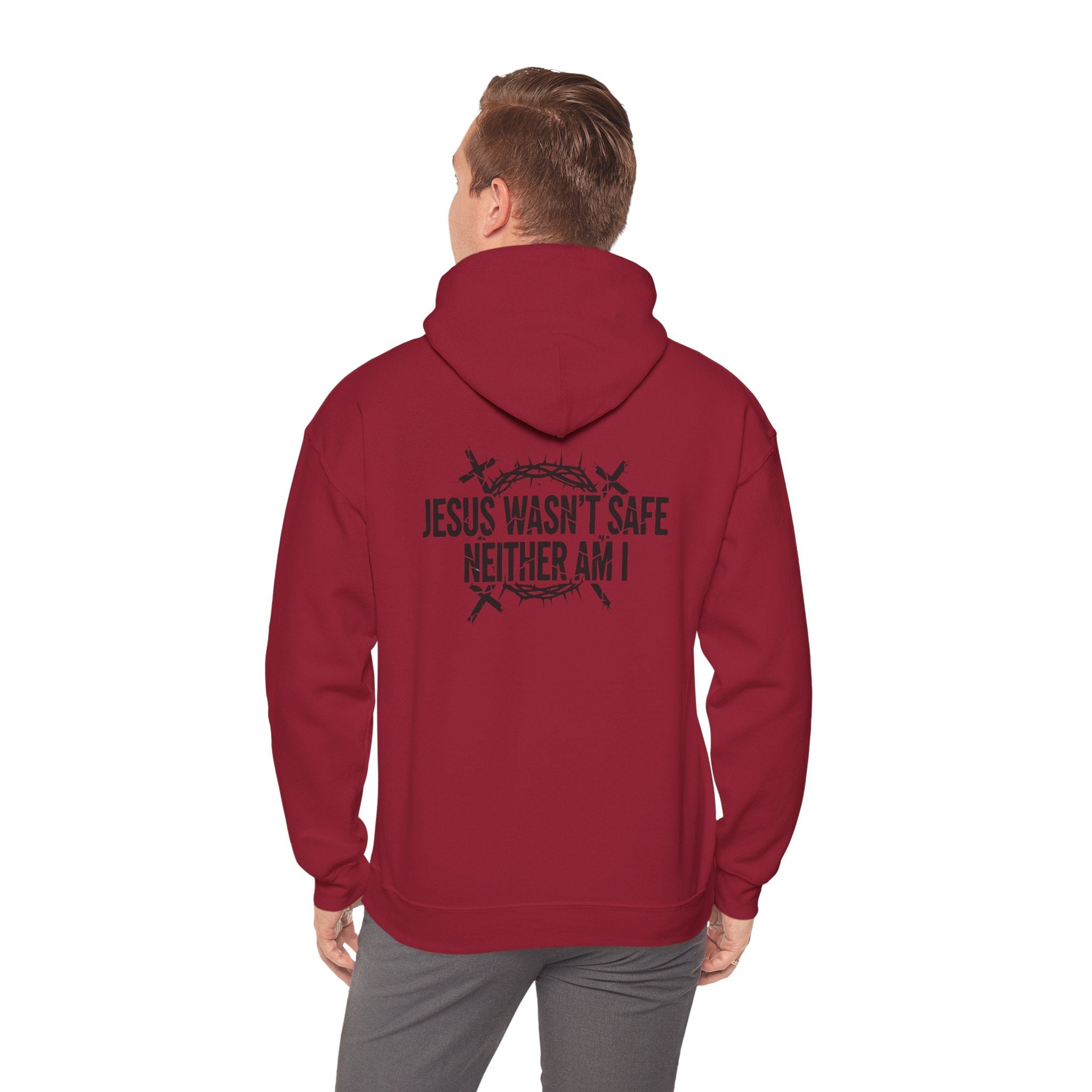 ⚡ Jesus Wasn’t Safe – Neither Am I | Bold Christian Hoodie | Storm-Walking Faith Tee | Minimalist Black & White Design | Uplifted Gear Printify