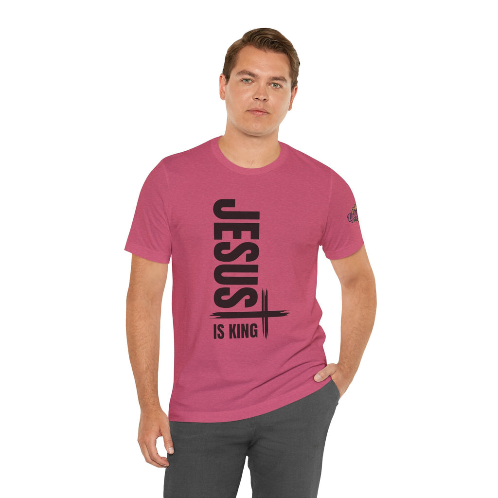Jesus Is King T-shirt | Modern Typographic Cross Christian T-shirt Printify