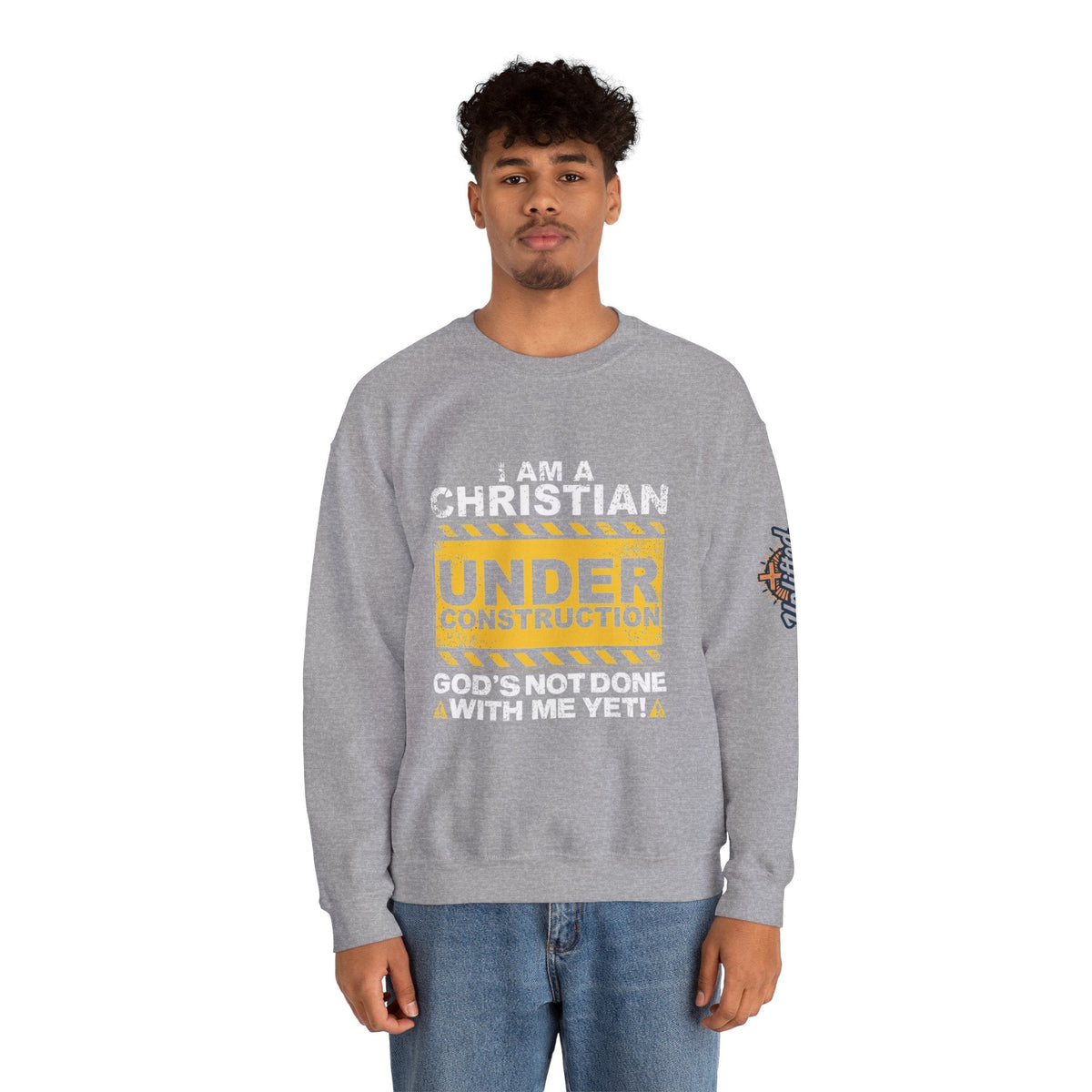 Christian Under Construction Sweatshirt | God Is Not Done With Me Yet Sweatshirt Printify