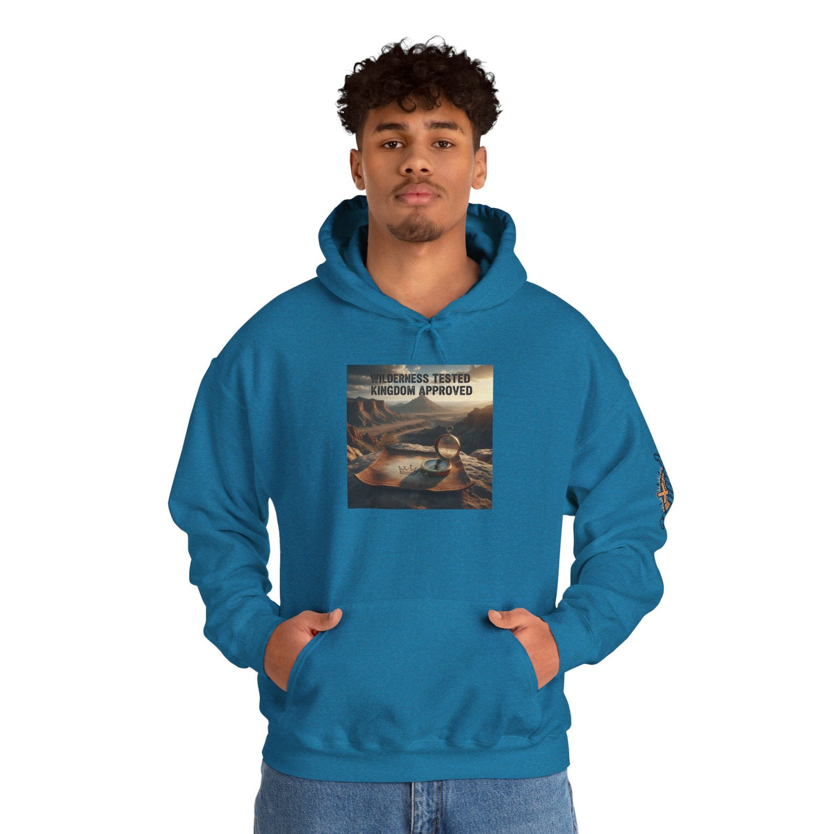 Wilderness Tested Kingdom Approved Hoodie – Mountain Desert Compass Crown Christian Sweatshirt for Biblical Adventure Faith Printify