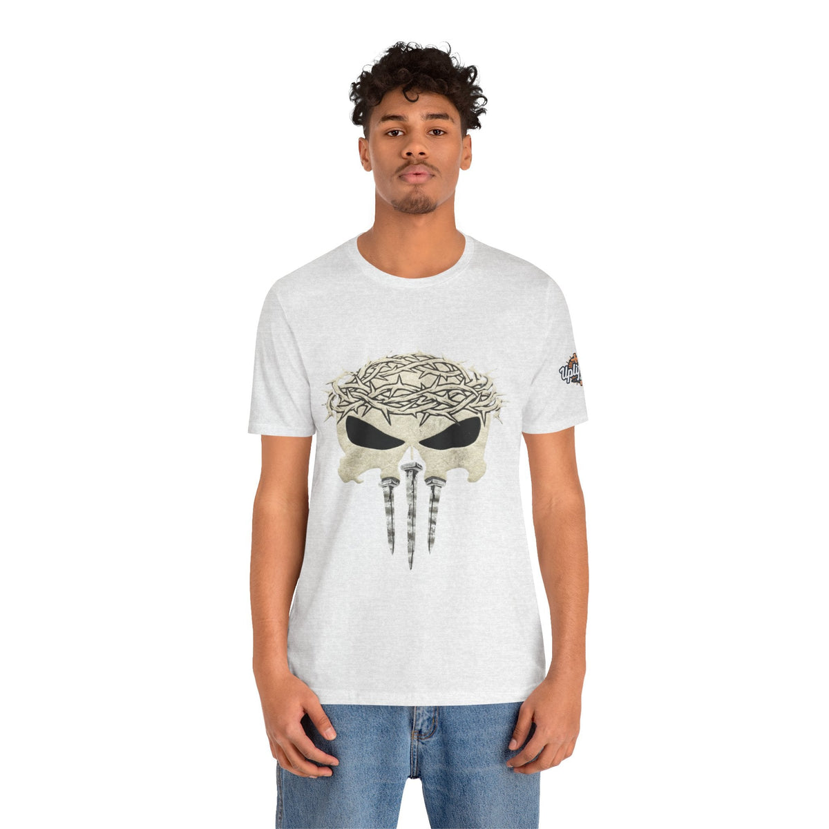 Christian Skull T-shirt - Crown of Thorns & Nails - Warrior Faith T-shirt Printify