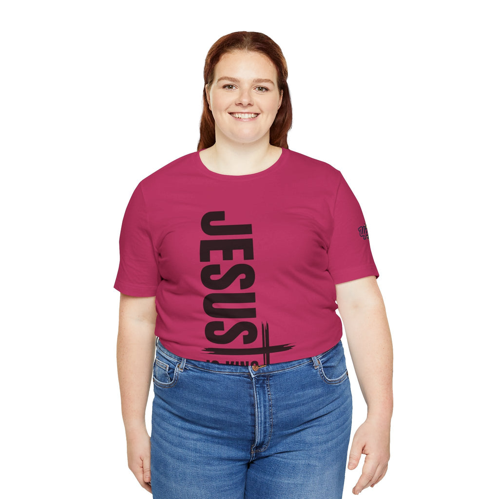 Jesus Is King T-shirt | Modern Typographic Cross Christian T-shirt Printify