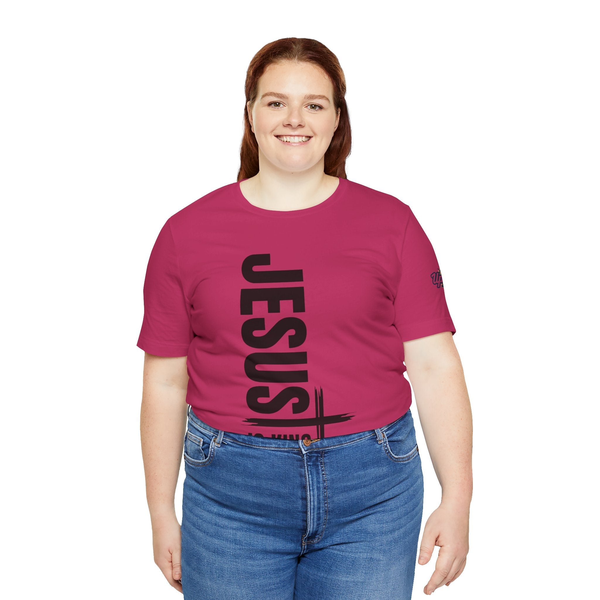 Jesus Is King T-shirt | Modern Typographic Cross Christian T-shirt Printify