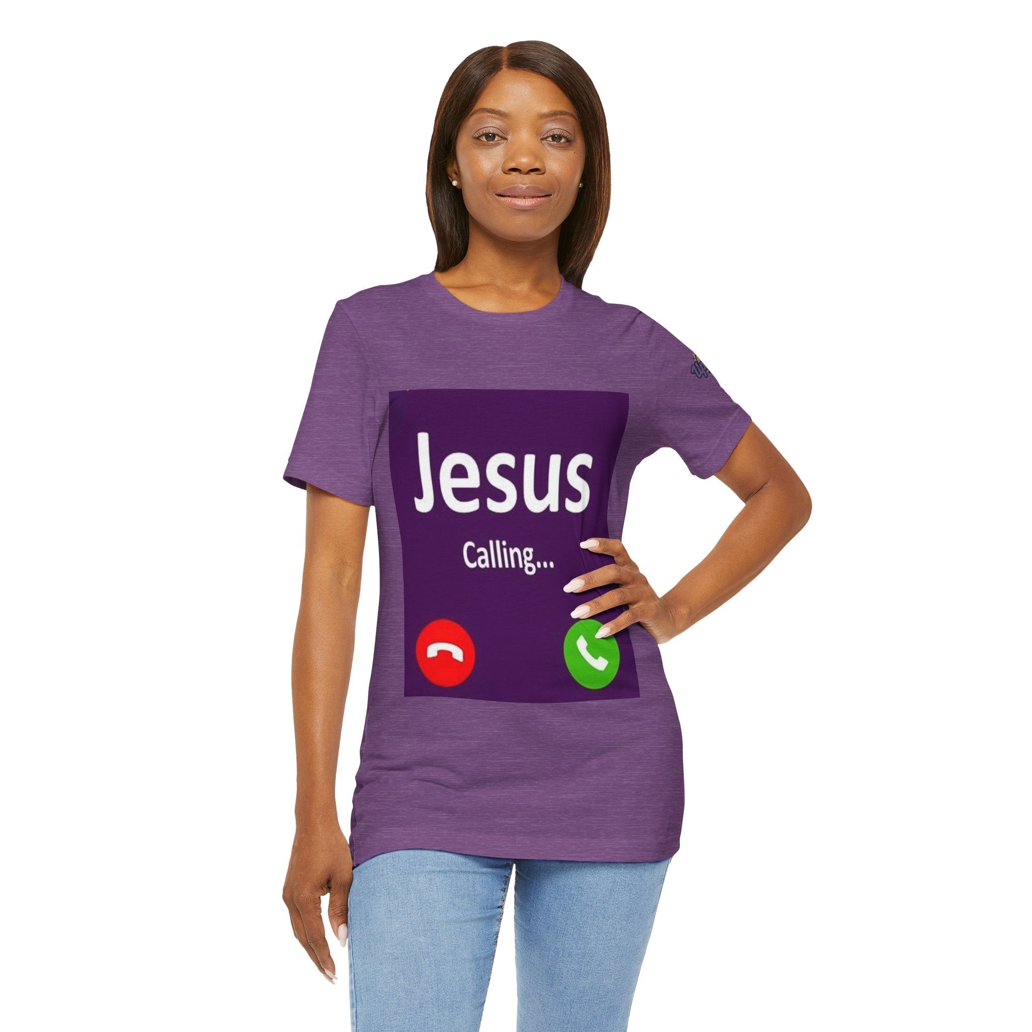 Jesus Calling T-shirt – Funny Cell Phone Screen Christian T-shirt for Divine Connection & Faith Humor Printify
