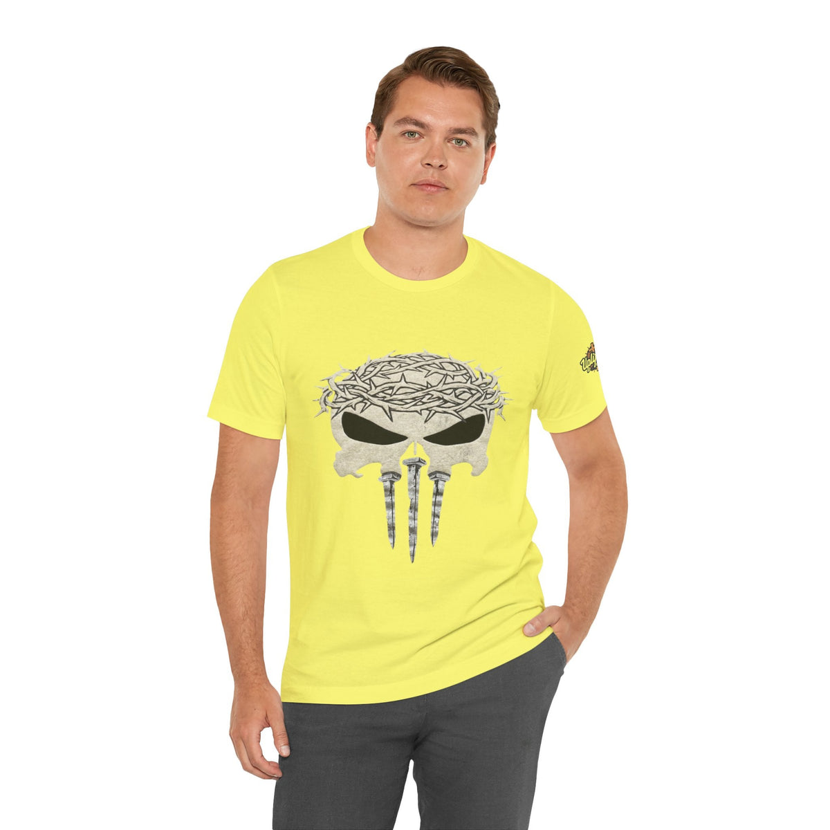 Christian Skull T-shirt - Crown of Thorns & Nails - Warrior Faith T-shirt Printify