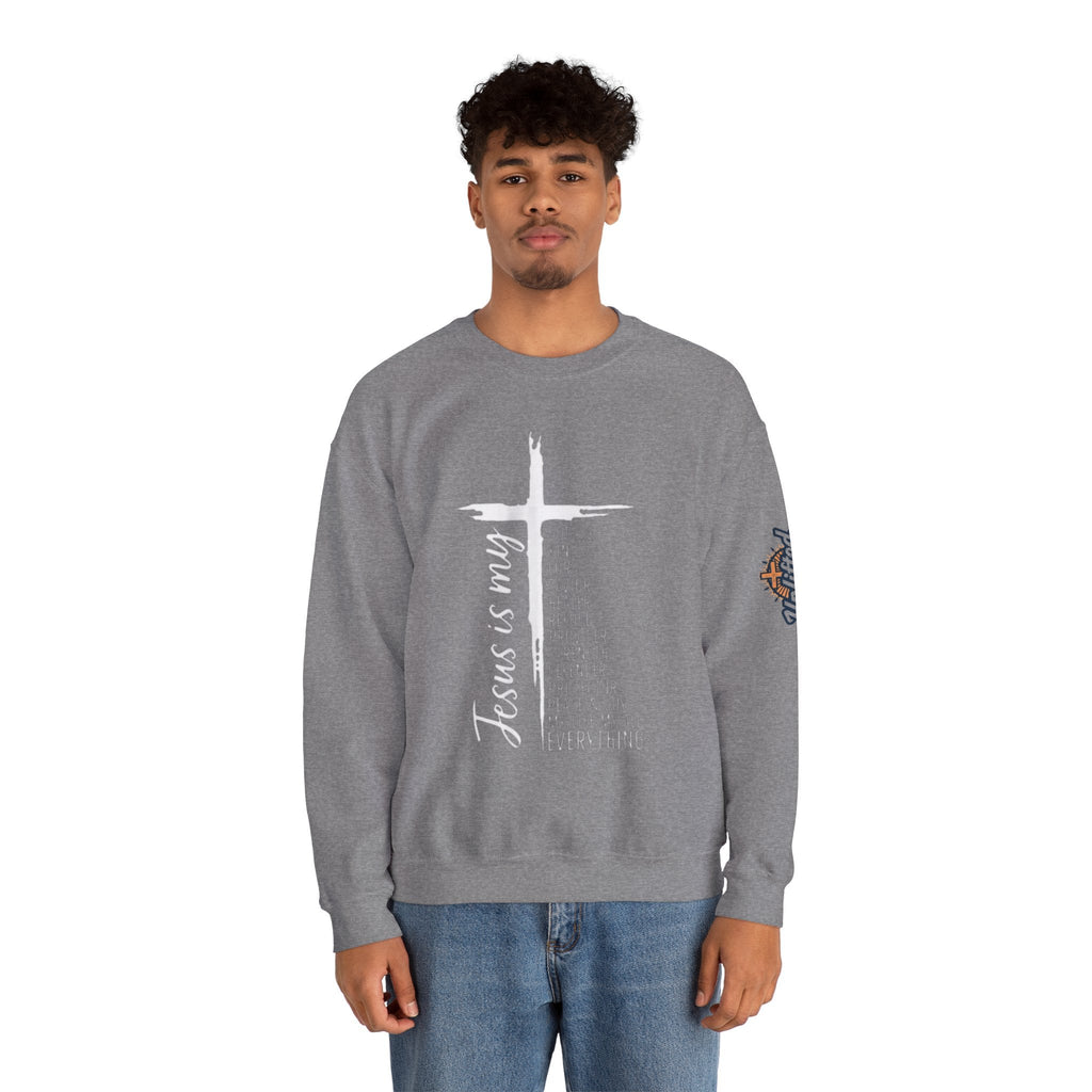 Jesus Is My Everything Sweatshirt – Cross List God King Lord Savior Christian Sweatshirt for Total Surrender Faith Printify