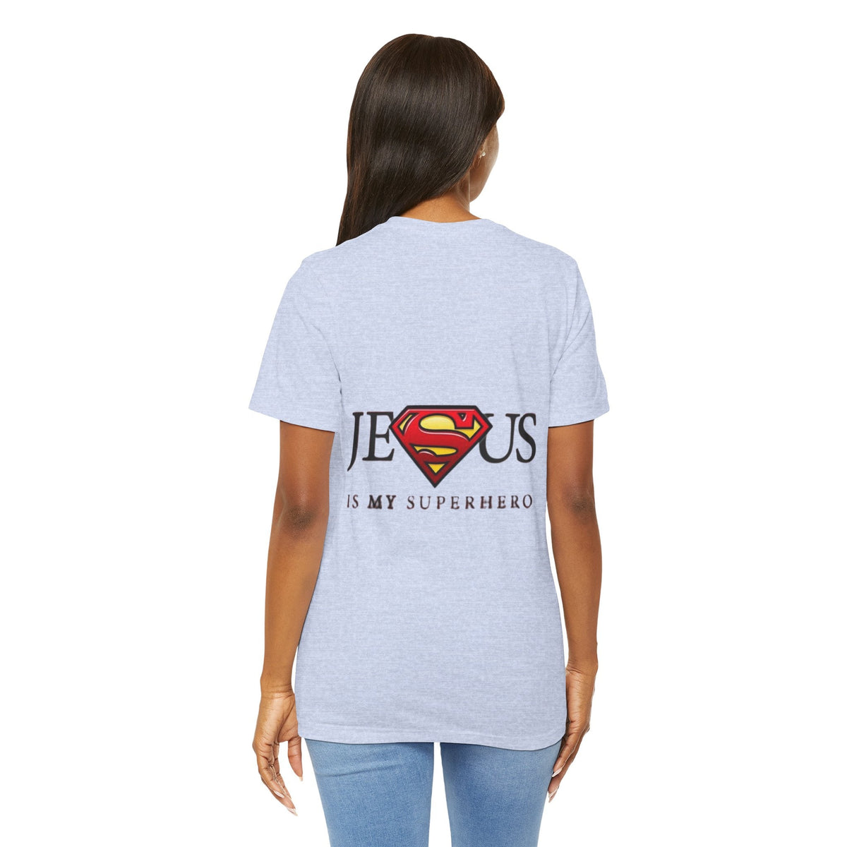 Jesus Is My Superhero T-Shirt — Faith-Based Superman-Inspired Tee Printify