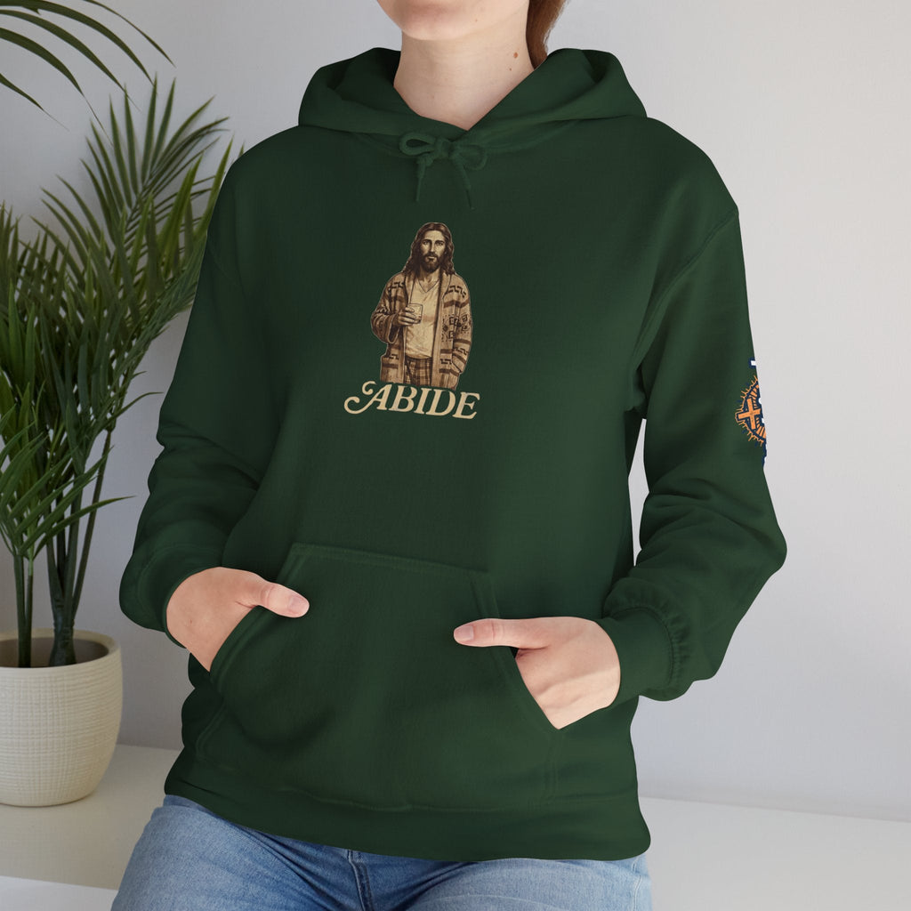 Abide Jesus Hoodie — Vintage 'The Dude' Religious Graphic Hoodie Printify