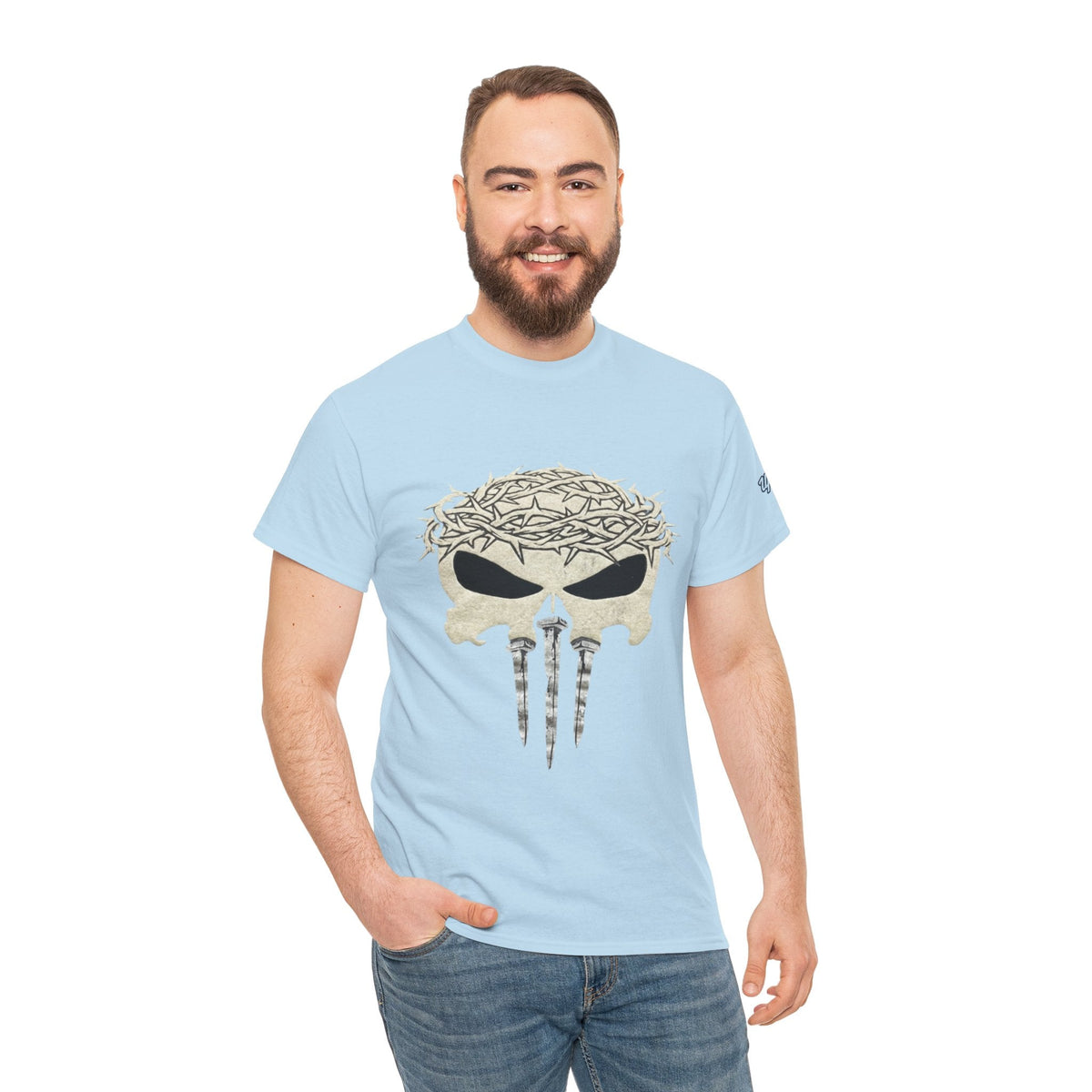 Christian Skull T-shirt - Crown of Thorns & Nails - Warrior Faith T-shirt Printify
