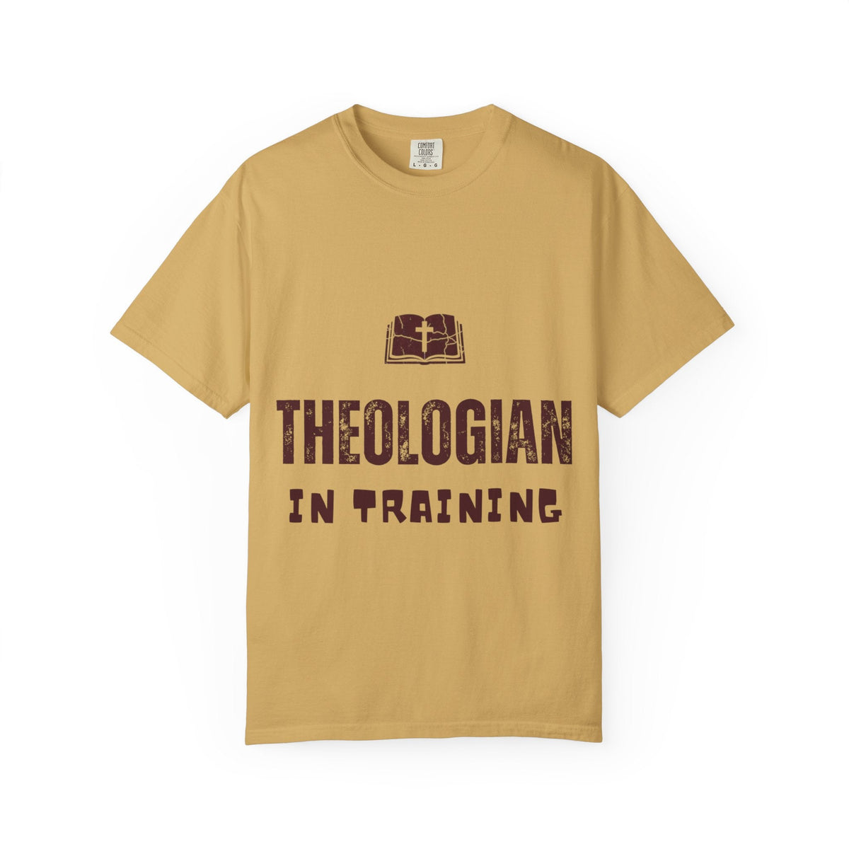 Theologian in Training T-Shirt – Open Bible & Cross Christian Tee for Faithful Learners Printify