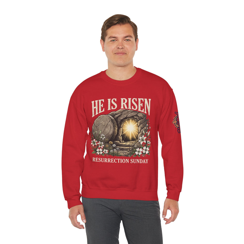He Is Risen Sweatshirt — Jesus Christ Resurrection Easter Sweatshirt Printify