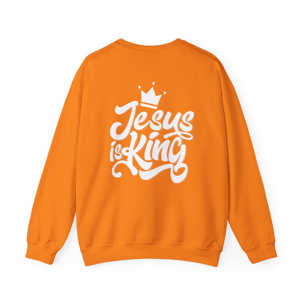 Jesus is King Sweatshirt – Bold Crown & Cross Christian Hoodie for Eternal Faith & Comfort Printify