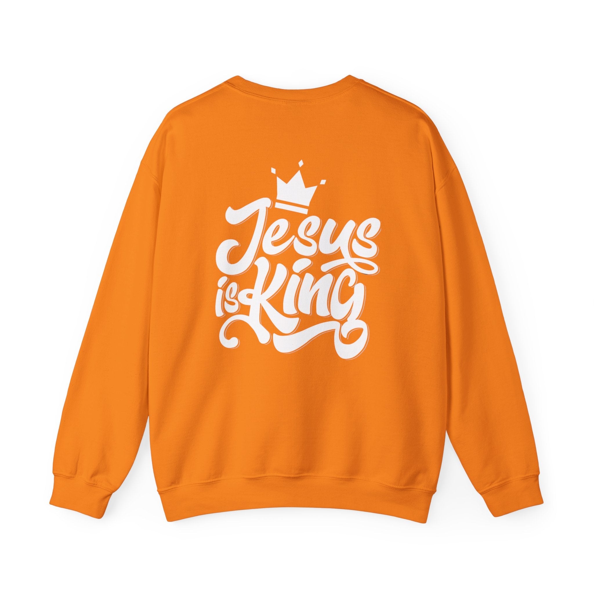 Jesus is King Sweatshirt – Bold Crown & Cross Christian Hoodie for Eternal Faith & Comfort Printify