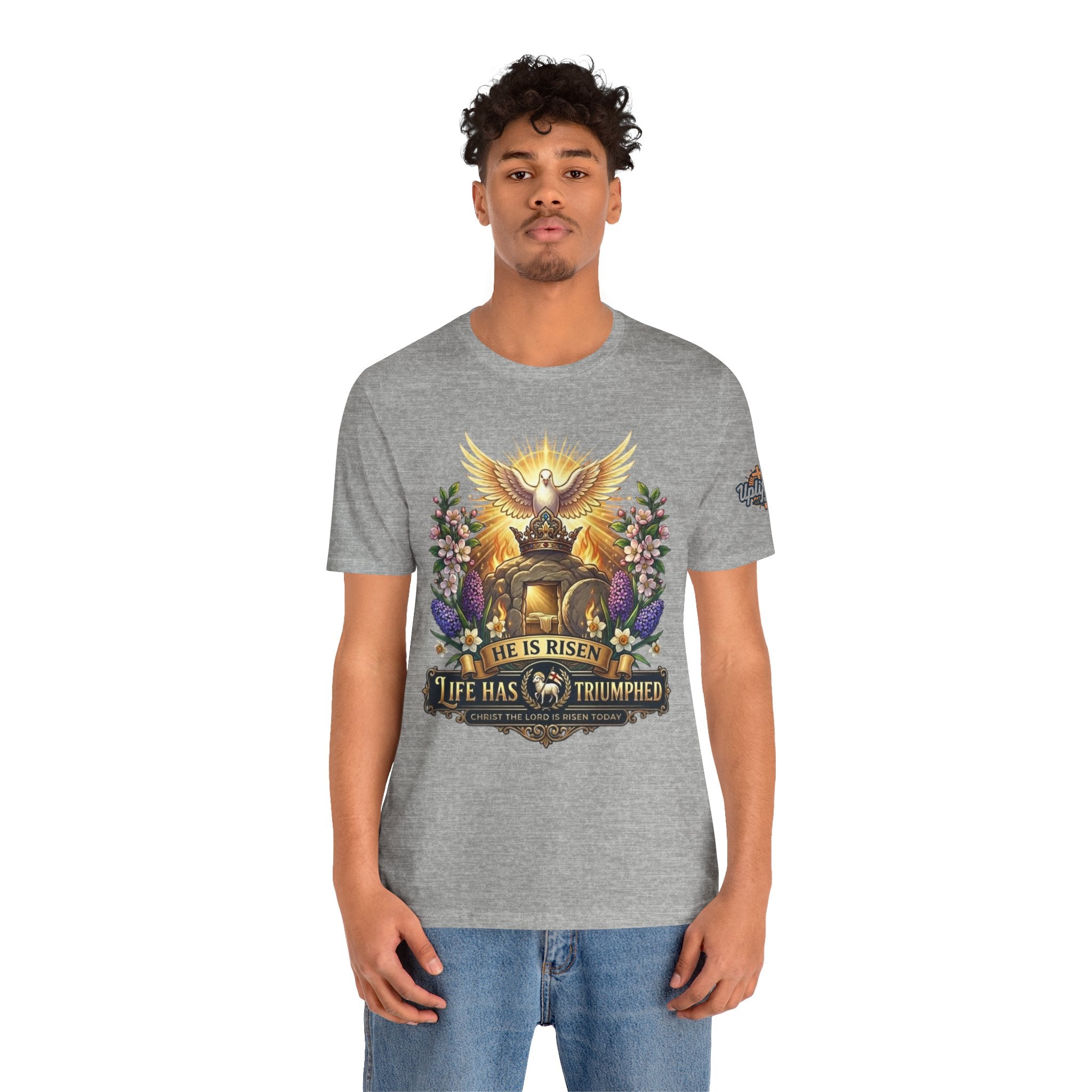 He Is Risen "Life Has Triumphed" T-Shirt — Easter Resurrection Christian Tee Printify