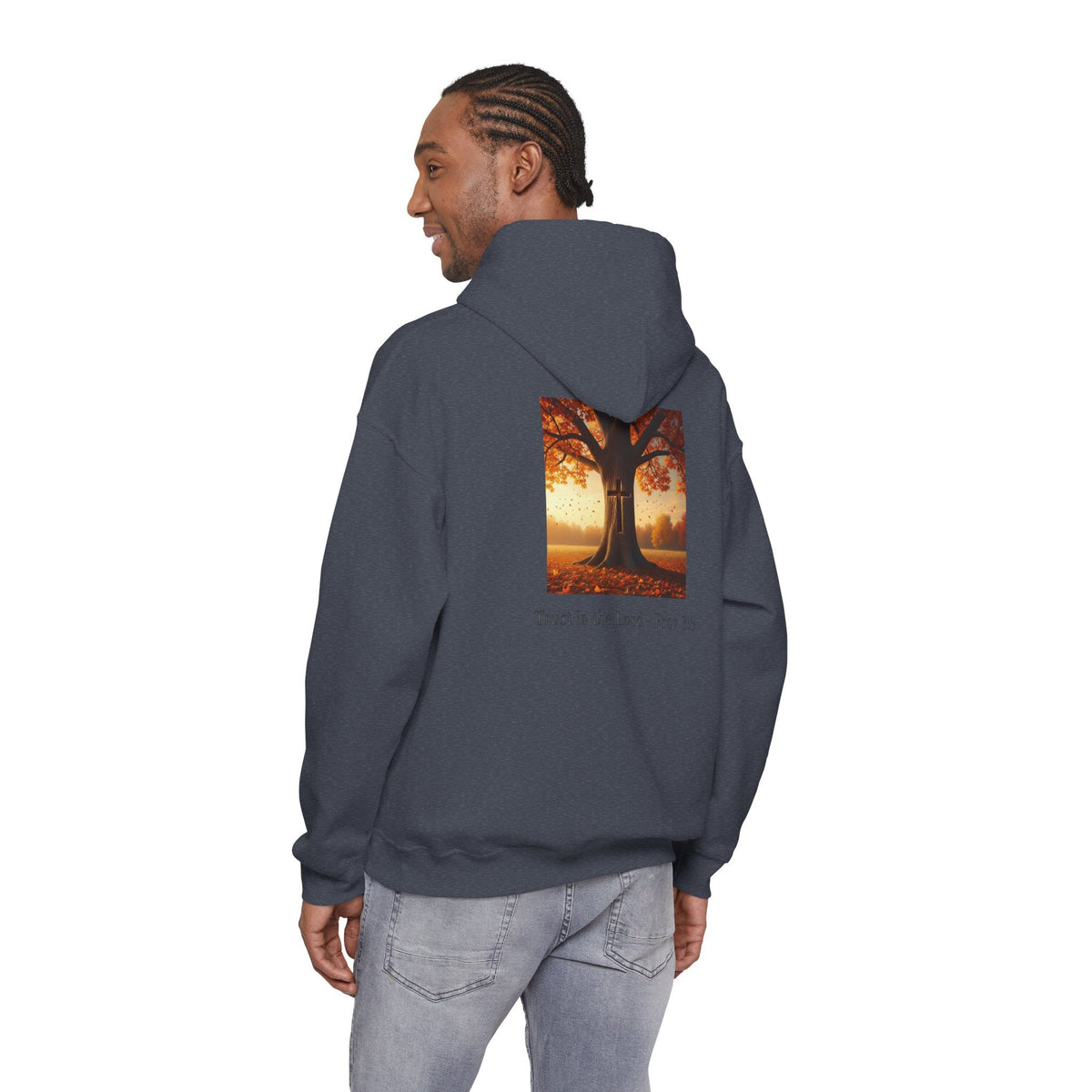Trust in the Lord Hoodie – Autumn Tree Proverbs 3:5 Christian Hoodie for Cozy Faith Printify
