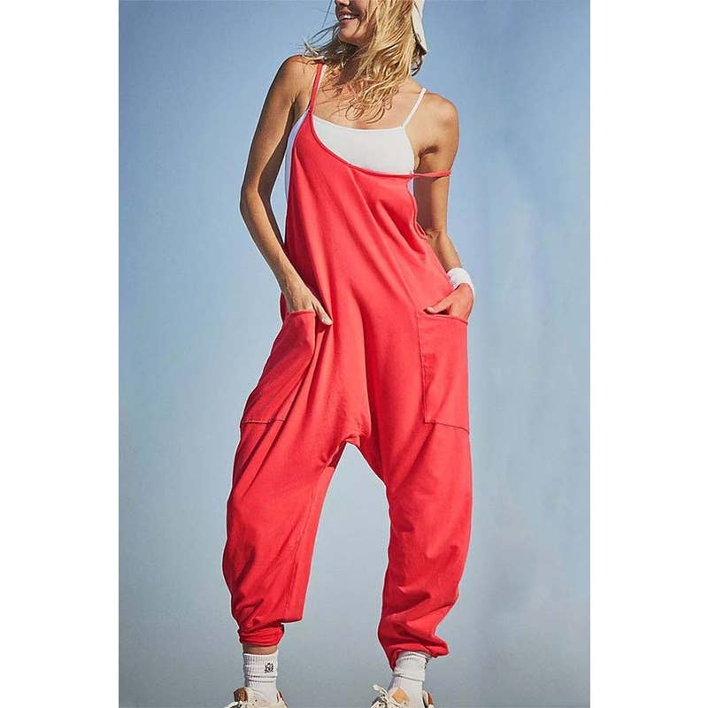 Feisty Coral Orange jumpsuit Pretty Little Patriot