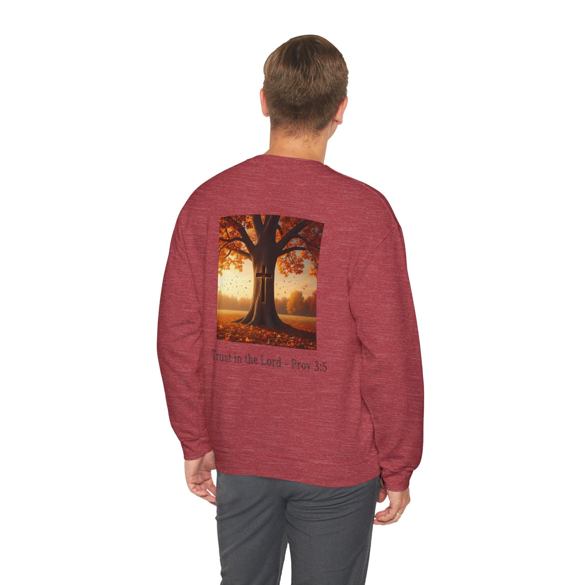 Trust in the Lord Sweatshirt – Autumn Tree Proverbs 3:5 Christian Sweatshirt for Cozy Faith Printify