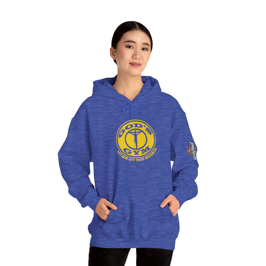 God's Gym Hoodie — "Let Him Lift Your Weights" Christian Fitness Hoodie Printify
