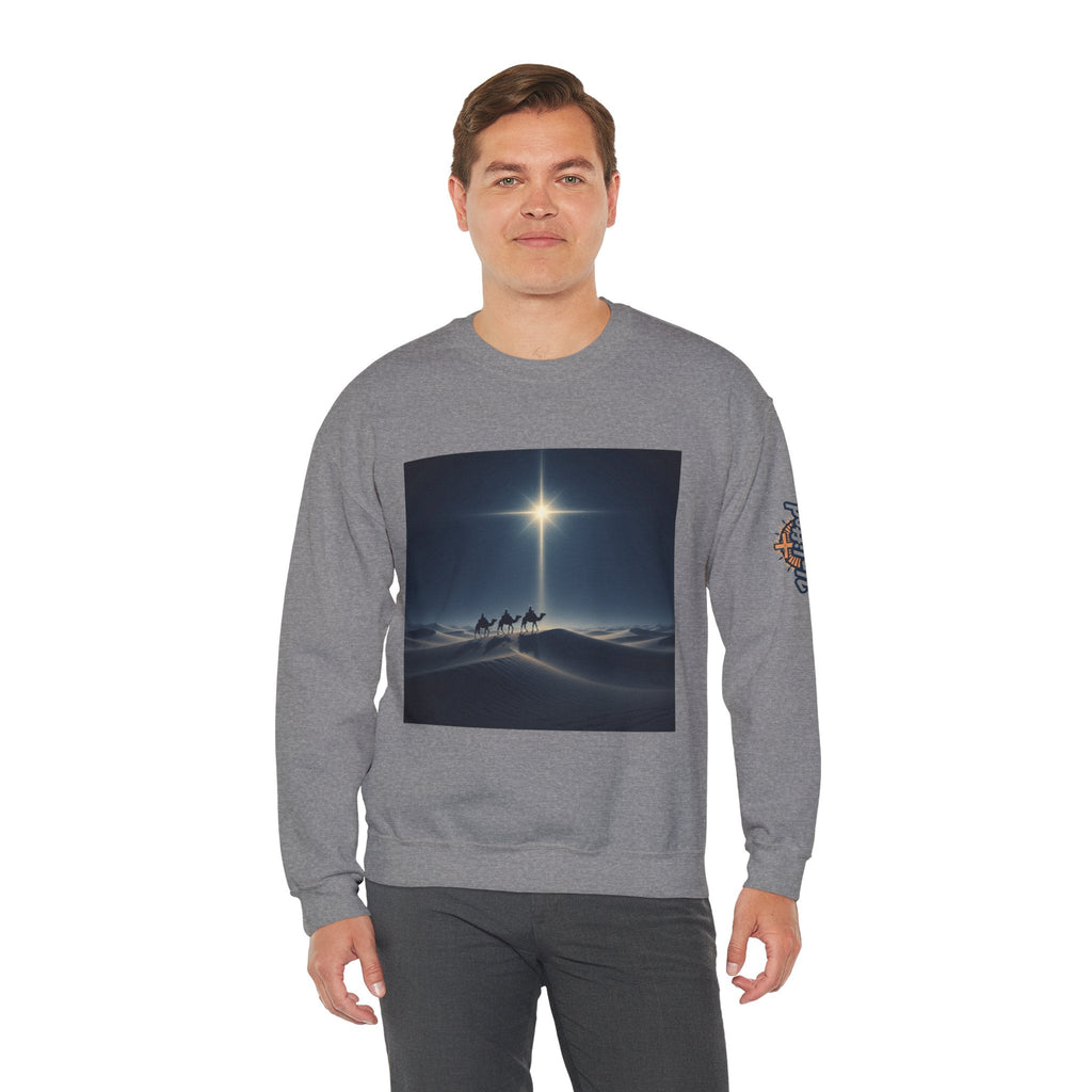 3 Wise Men Sweatshirt – Magi Camels Nativity Journey Christian Christmas Sweatshirt for Epiphany Faith & Holy Night Printify