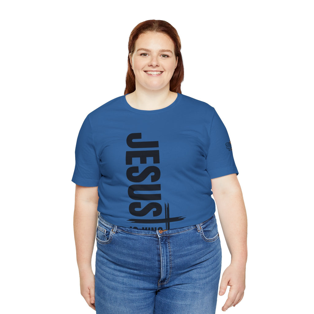 Jesus Is King T-shirt | Modern Typographic Cross Christian T-shirt Printify