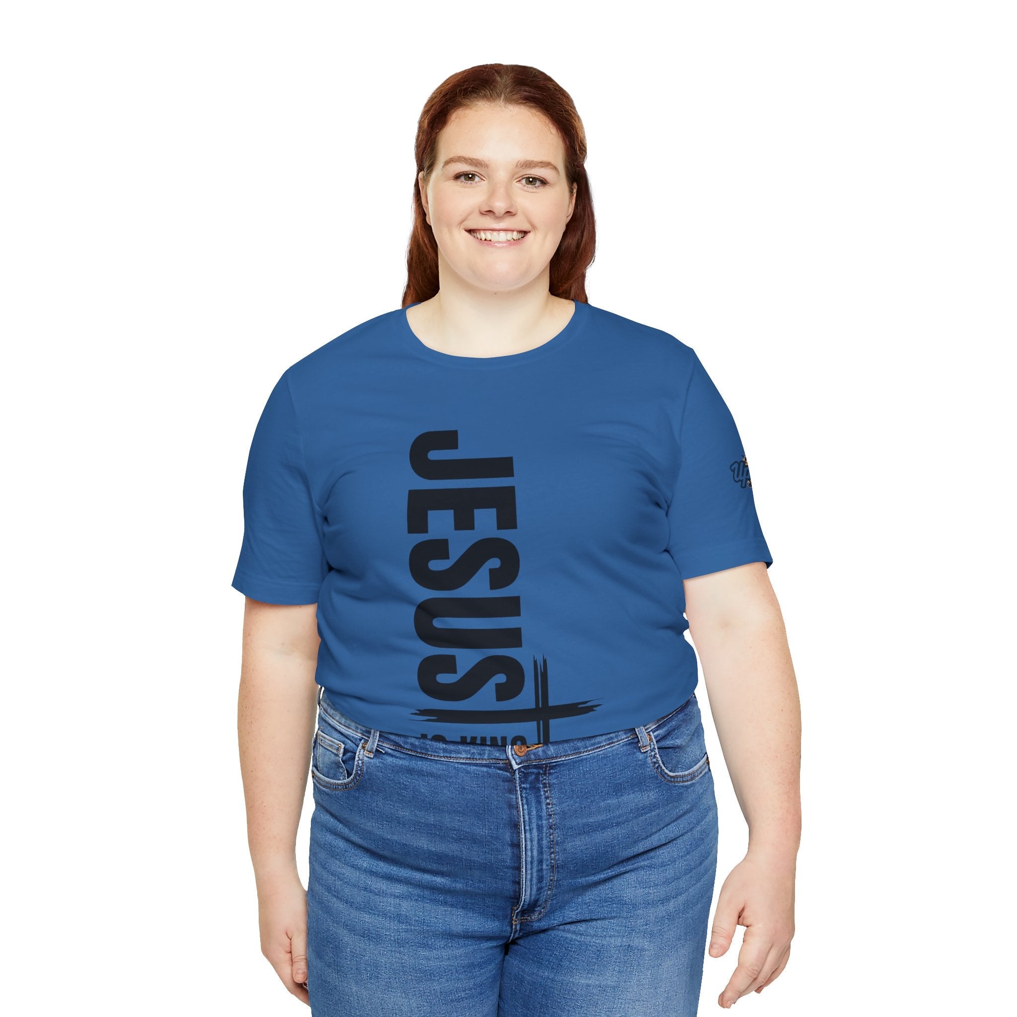 Jesus Is King T-shirt | Modern Typographic Cross Christian T-shirt Printify