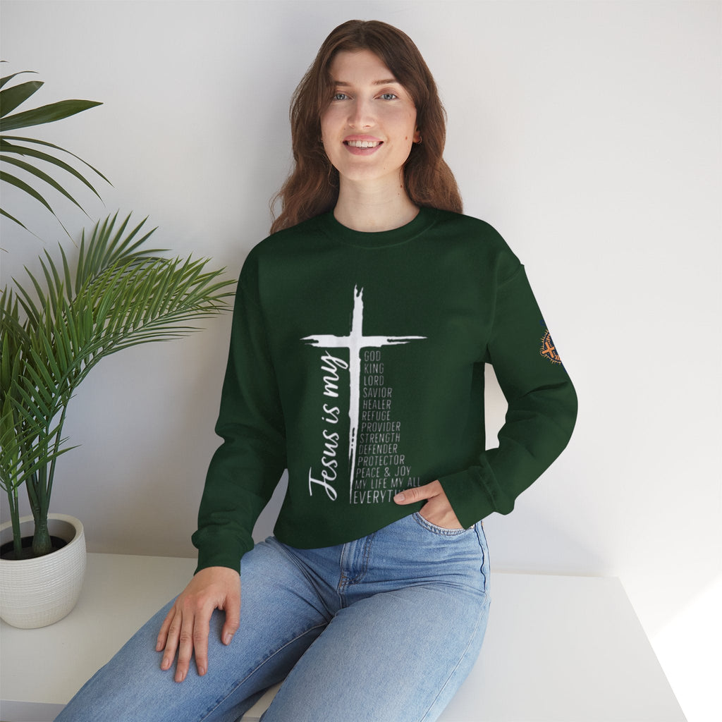 Jesus Is My Everything Sweatshirt – Cross List God King Lord Savior Christian Sweatshirt for Total Surrender Faith Printify