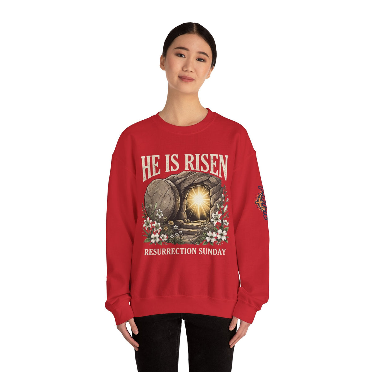 He Is Risen Sweatshirt — Jesus Christ Resurrection Easter Sweatshirt Printify