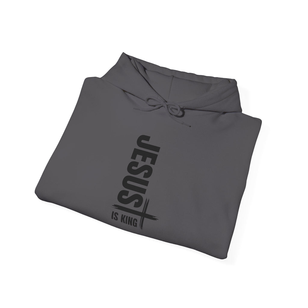 Jesus Is King Hoodie | Modern Typographic Cross Christian Hoodie Printify