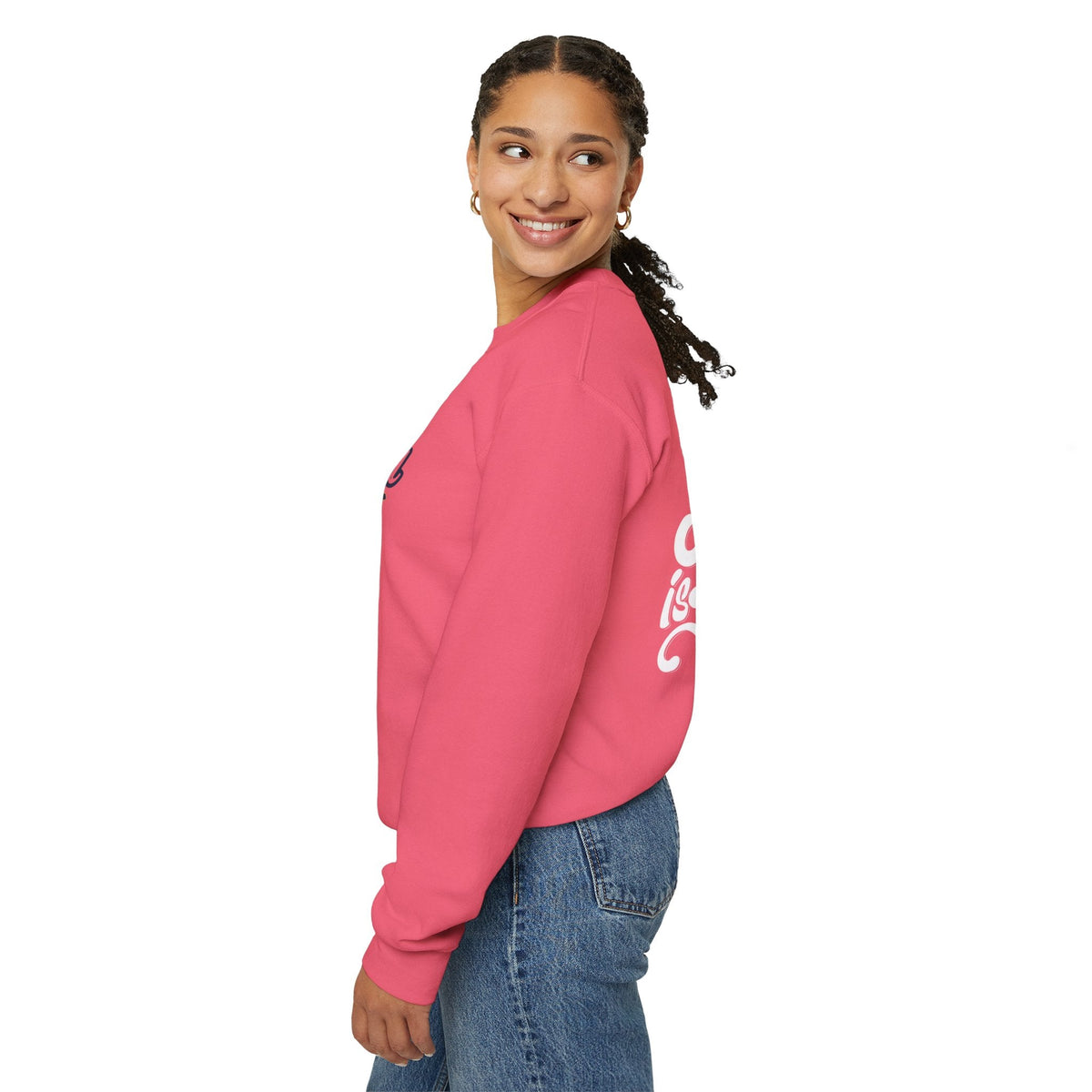 Jesus is King Sweatshirt – Bold Crown & Cross Christian Hoodie for Eternal Faith & Comfort Printify