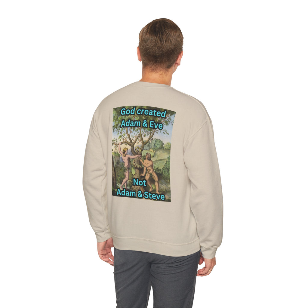God Created Adam and Eve Sweatshirt – Biblical Truth Christian Sweatshirt for Unshakable Faith Printify