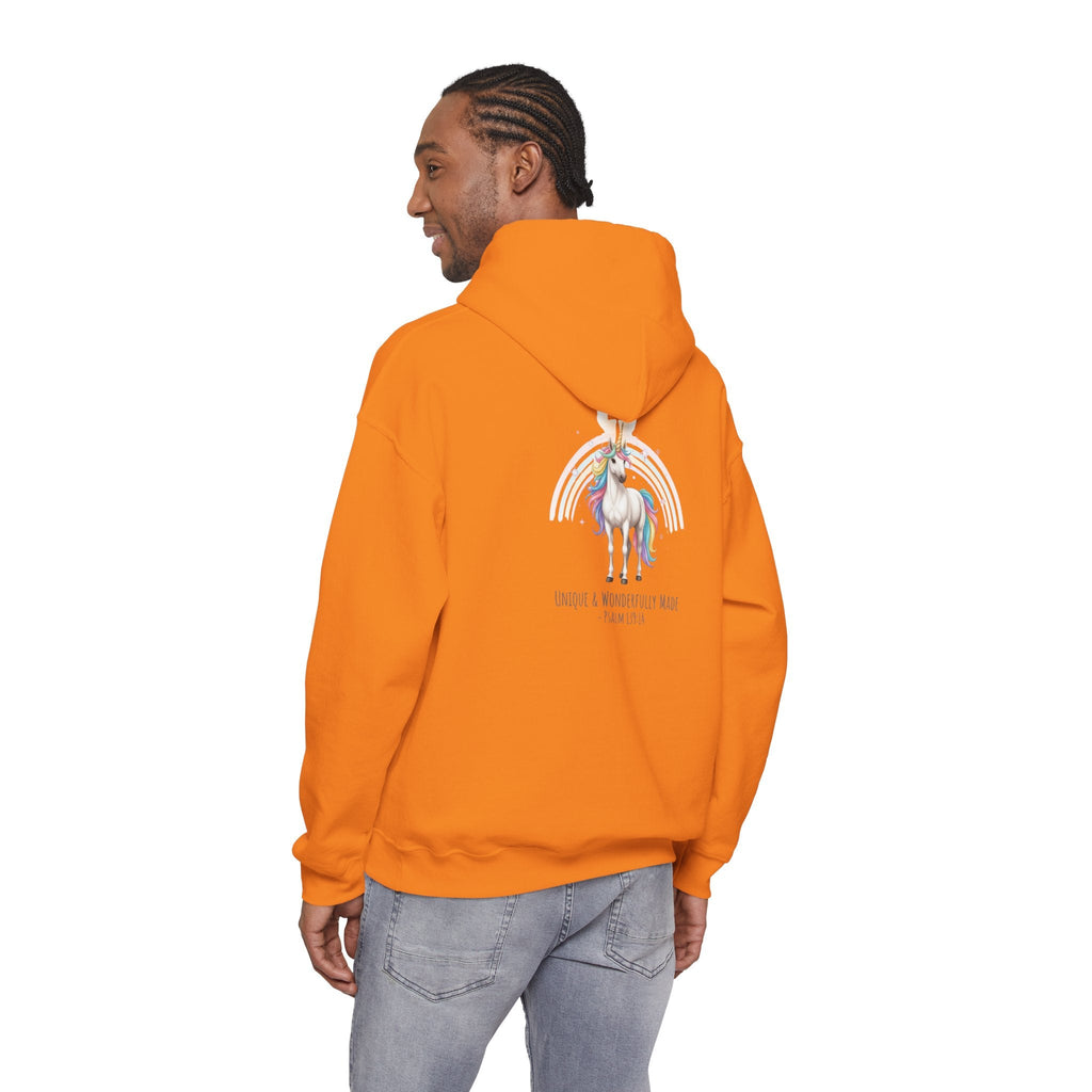 Unique Unicorn Hoodie – Rainbow Cross Psalm 139:14 Christian Hoodie for Wonderfully Made Printify