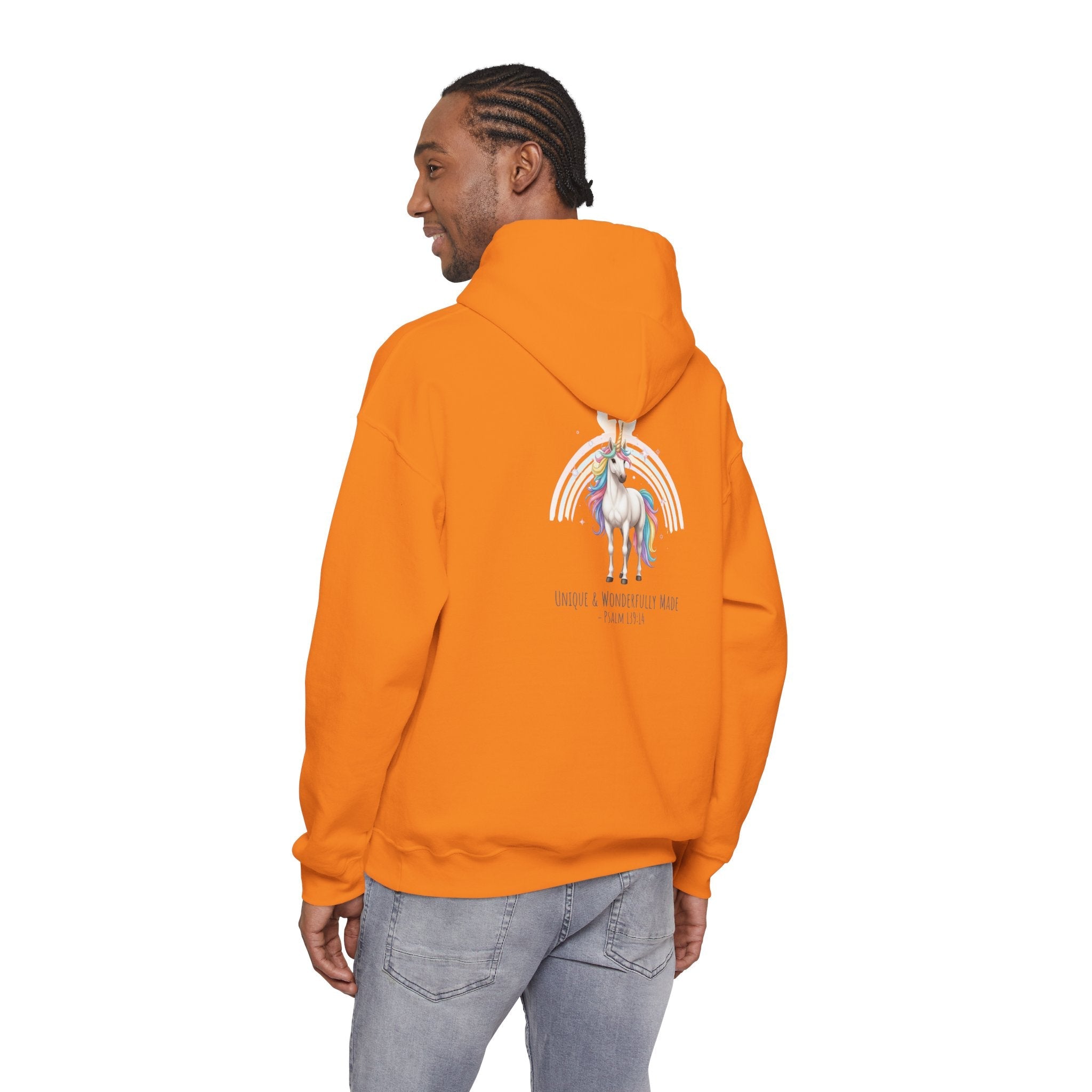 Unique Unicorn Hoodie – Rainbow Cross Psalm 139:14 Christian Hoodie for Wonderfully Made Printify