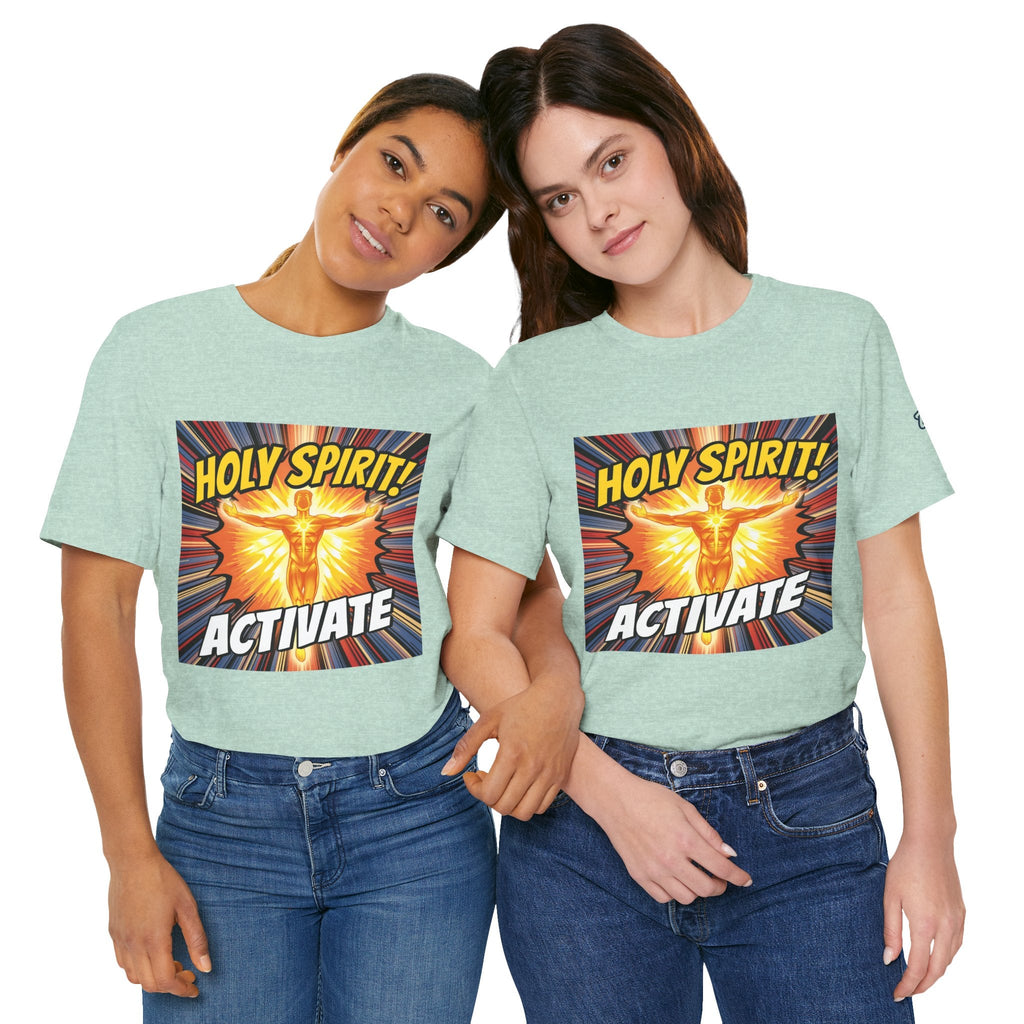 Holy Spirit Activate T-shirt – Superhero Christian T-shirt with Vibrant Power-Up Design for Faith-Fueled Boldness Printify