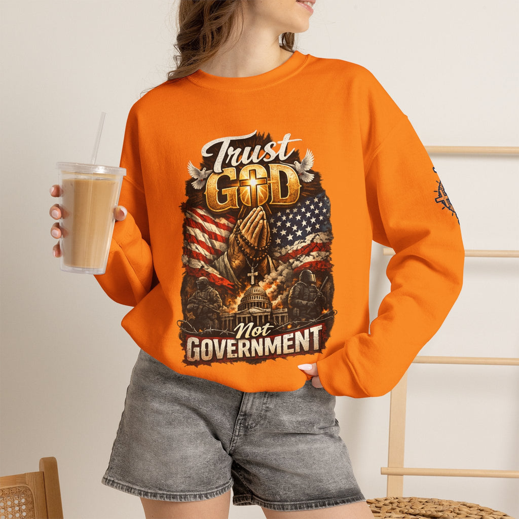 Trust God Not Government Sweatshirt — Vintage Patriotic Christian Sweatshirt Printify