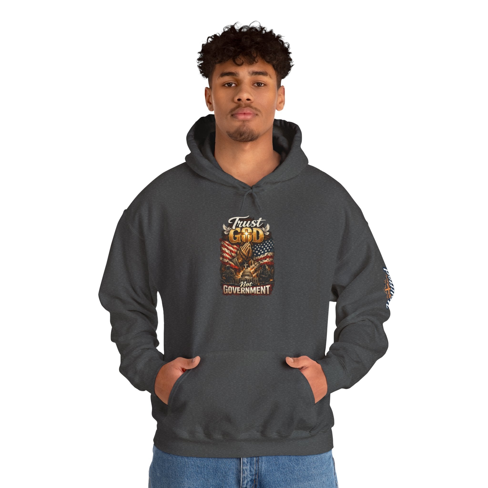 Trust God Not Government Hoodie — Vintage Patriotic Christian Hoodie Printify