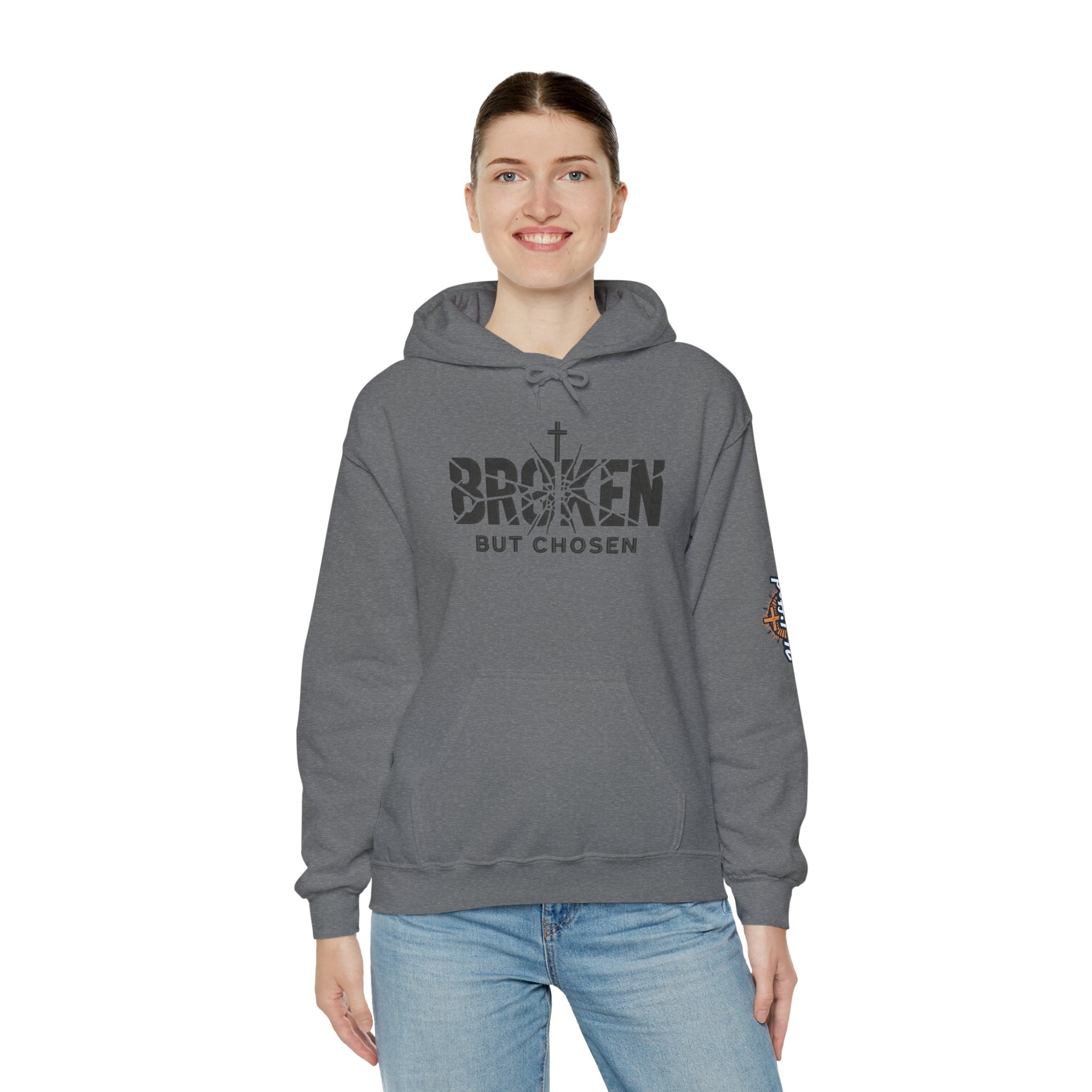 Broken But Chosen Hoodie — Christian Faith Graphic Sweatshirt Printify