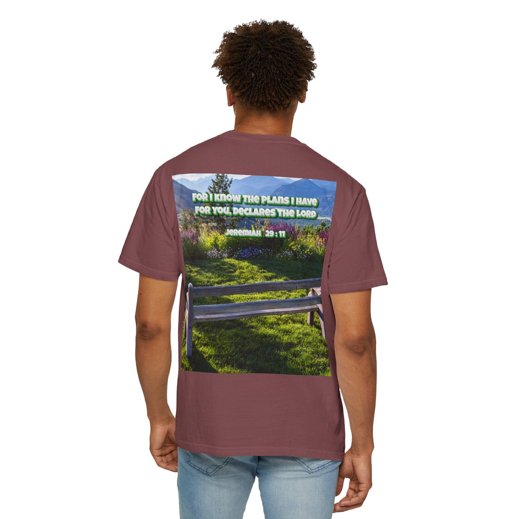 Bible Verse Unisex Garment-Dyed T-shirt  - Jeremiah 29 : 11 Printify