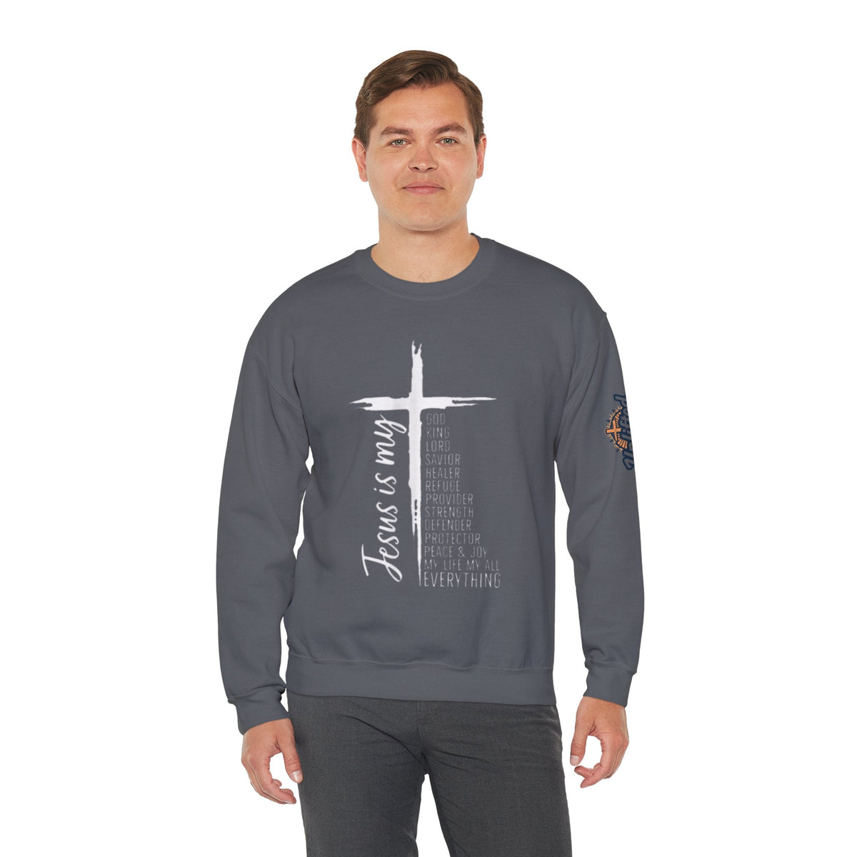 Jesus Is My Everything Sweatshirt – Cross List God King Lord Savior Christian Sweatshirt for Total Surrender Faith Printify