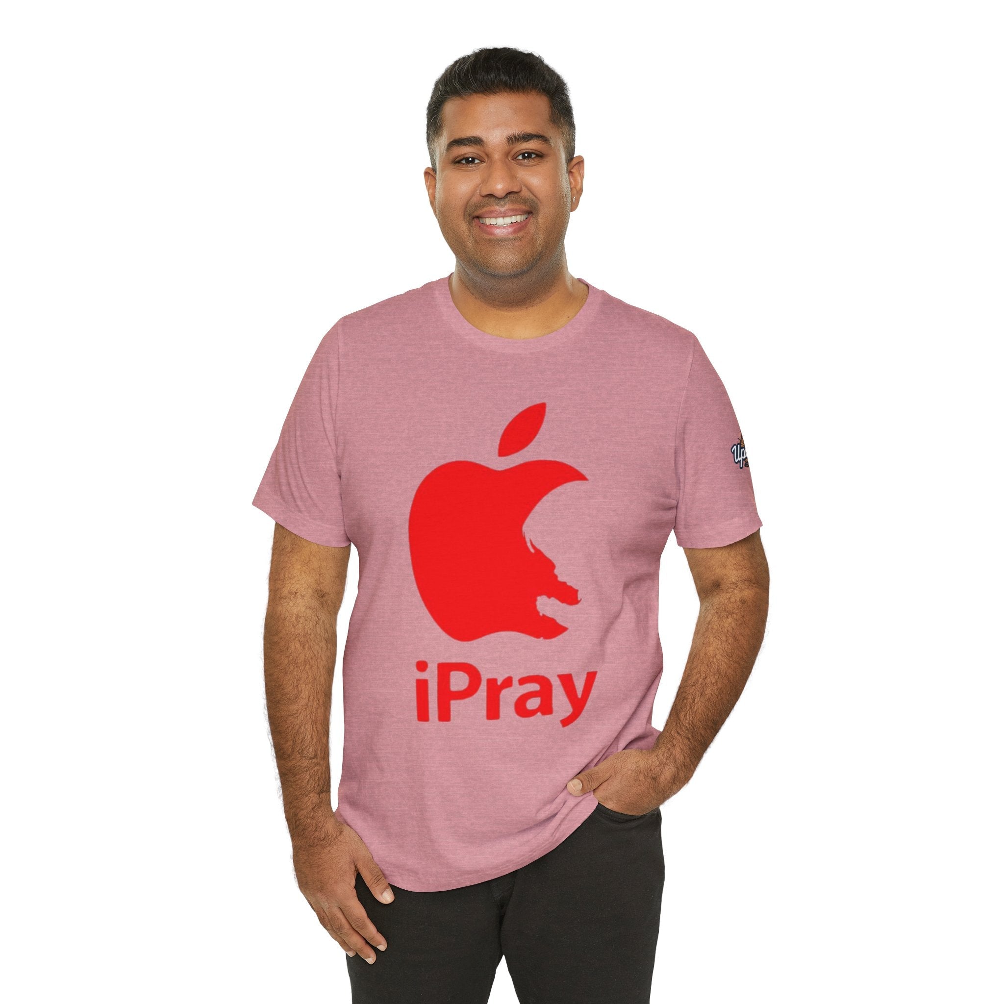 iPray Red Apple Christian T-Shirt — Faith Graphic Tee Printify