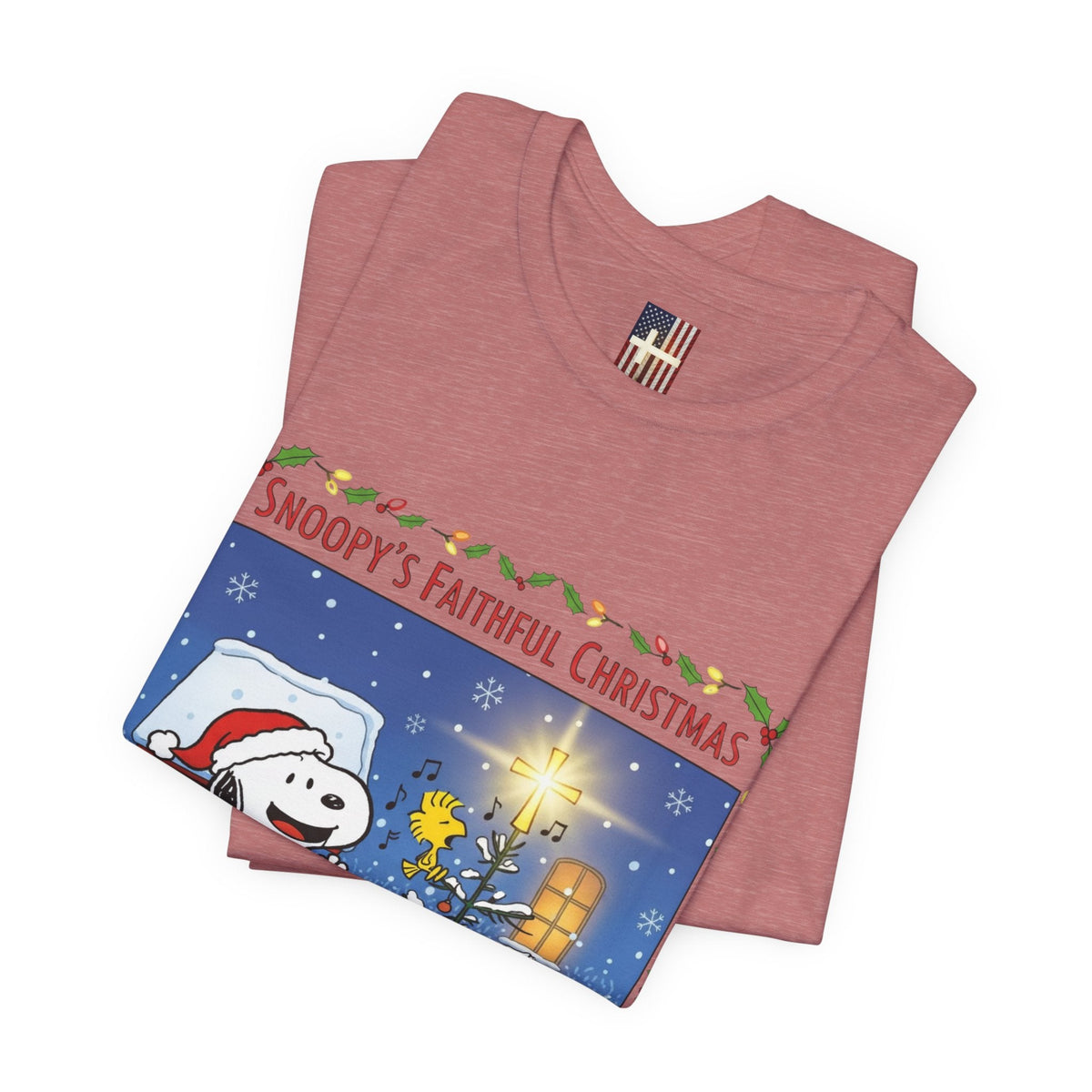 🎄 Faithful Christmas Friends – Christian Holiday T-Shirt | Festive Tree & Cartoon Duo | Heartwarming Christmas Tee by Uplifted Gear Printify