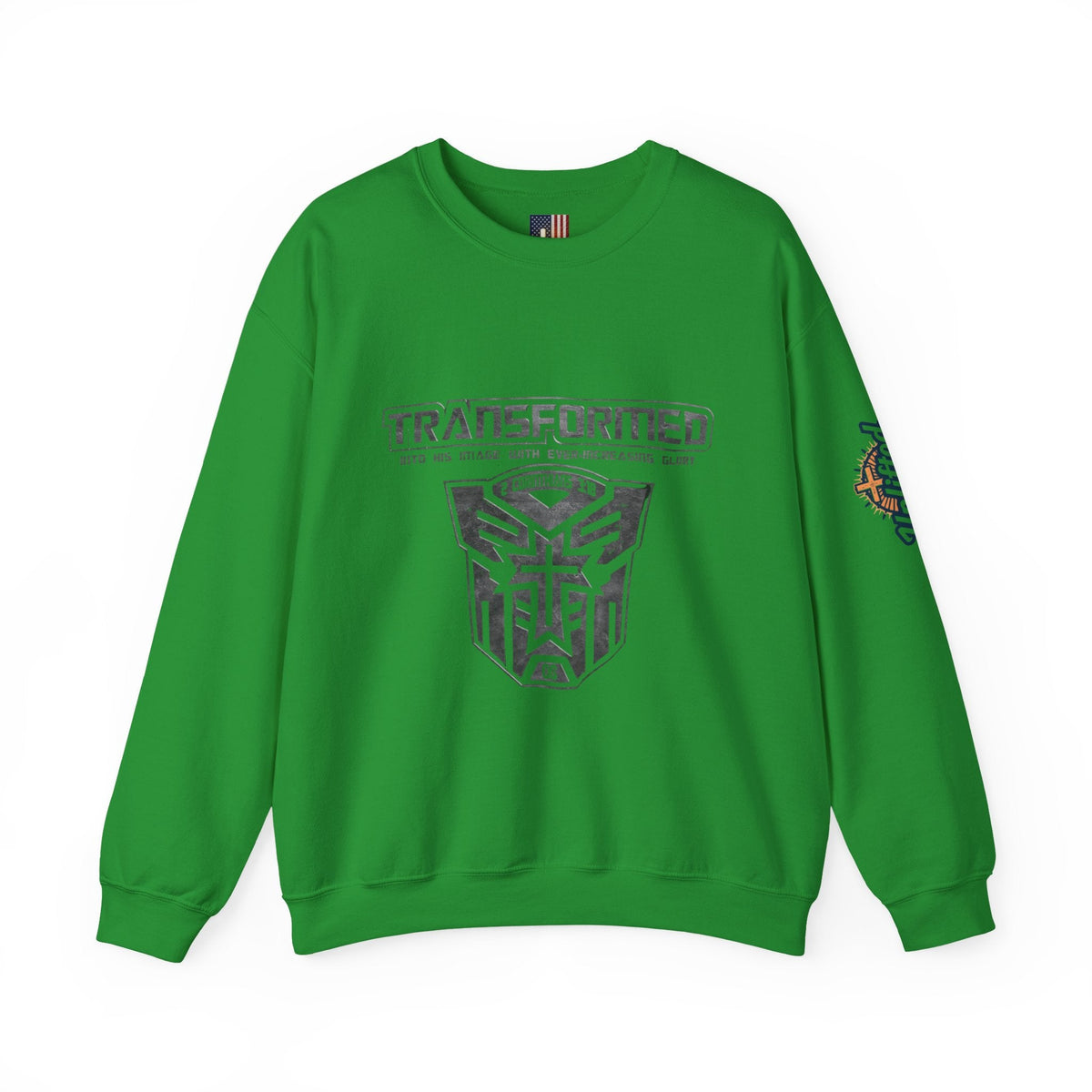 Transformer Logo Christian Sweatshirt | 2 Corinthians 3:18 Bible Verse Sweatshirt Printify