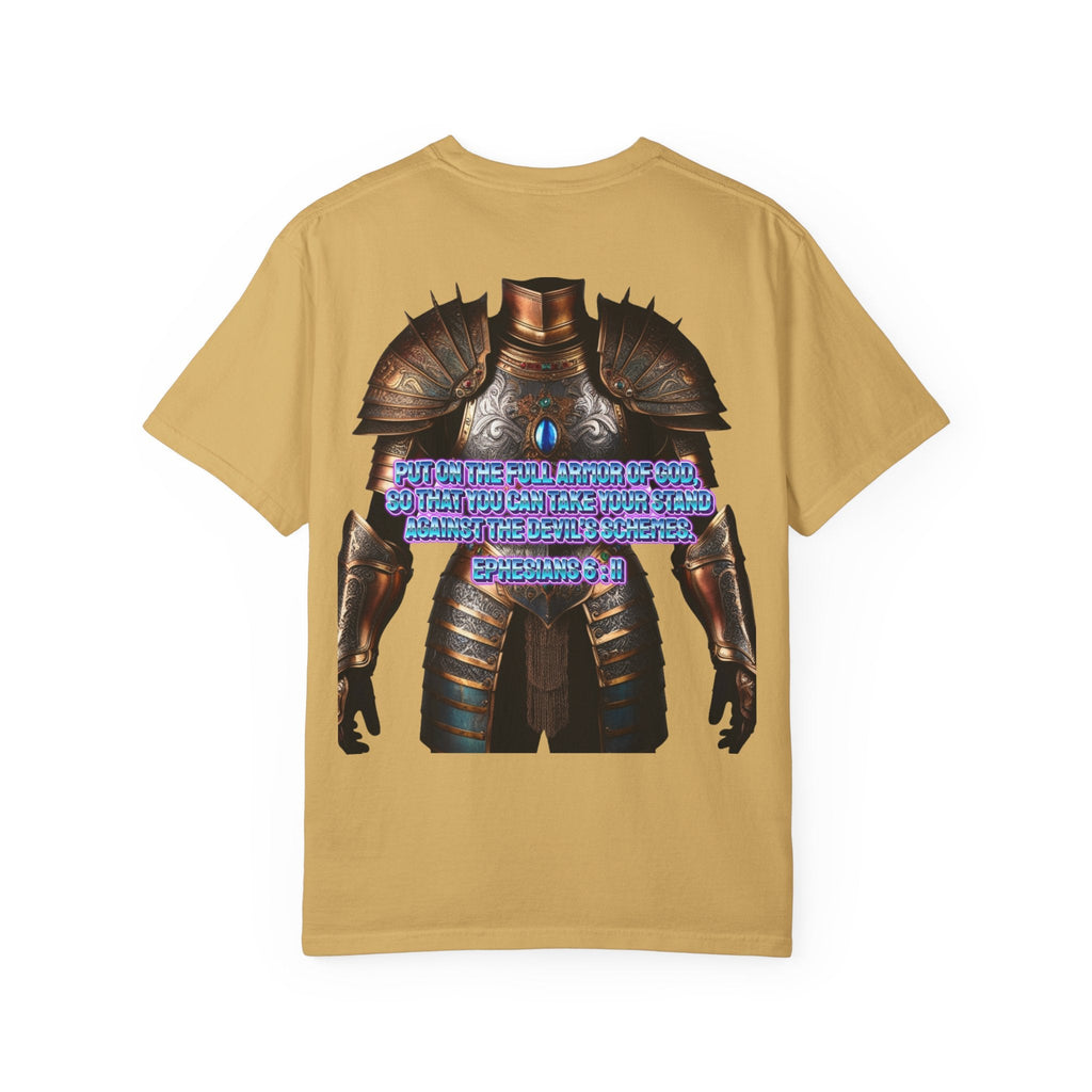 Religious Graphic Tee with Armor Of God Design - Unisex Garment-Dyed T-shirt Printify