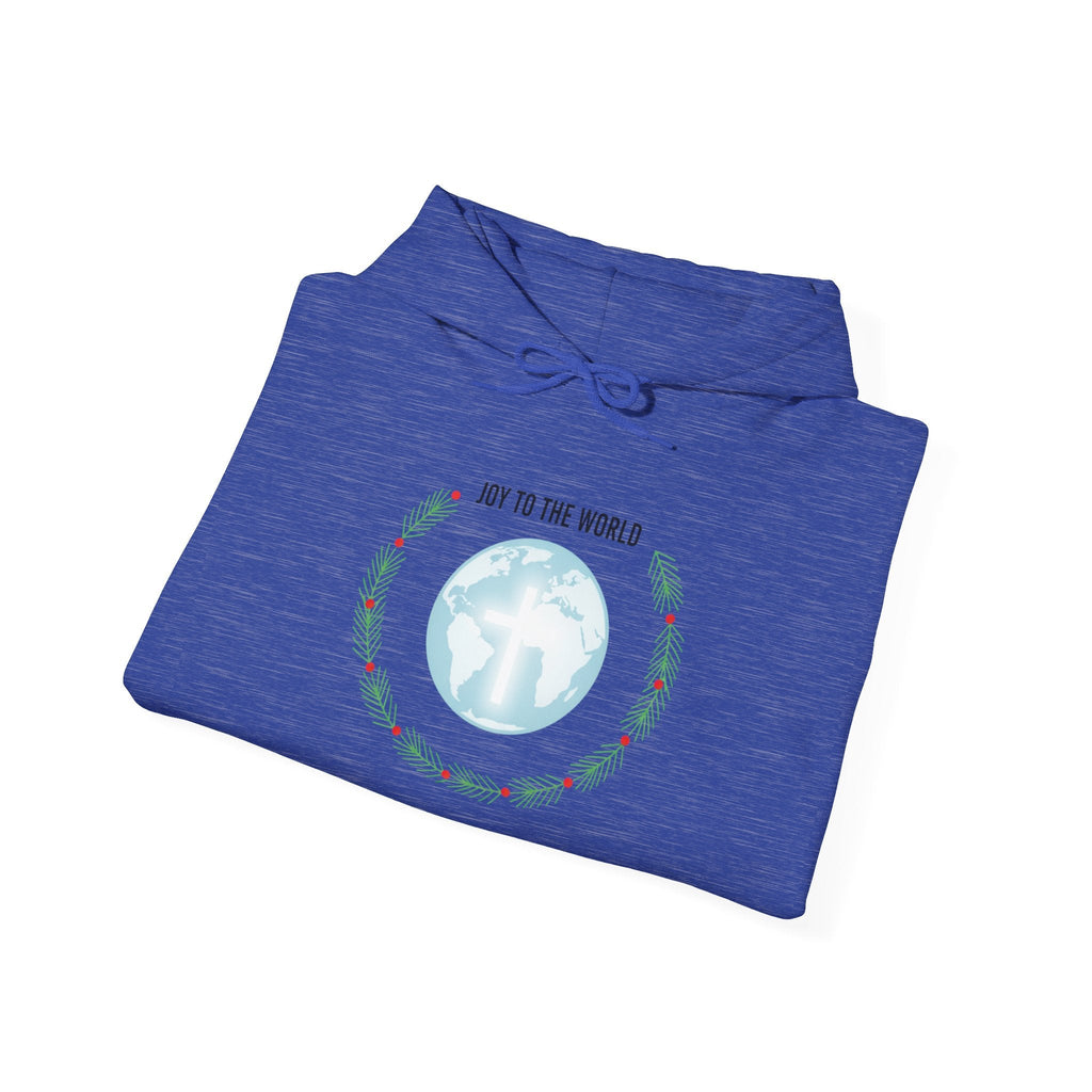 Joy to the World Hoodie – Wreath Earth Nativity Christian Christmas Sweatshirt for Isaiah 9:6 Holiday Faith & Festive Joy Printify